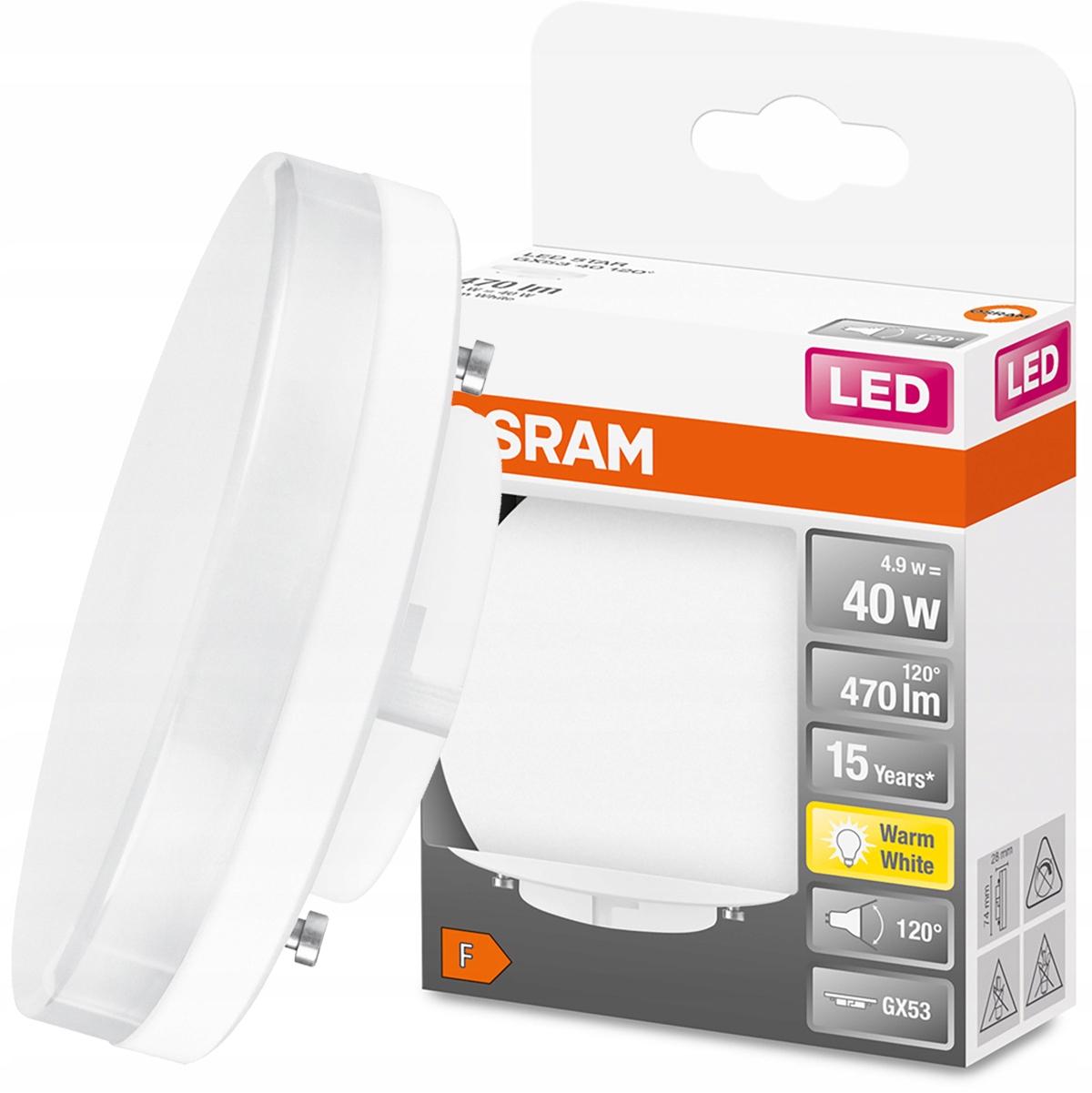 

Żarówka Led GX53 G53 4,9W 40W 470lm 2700K Osram