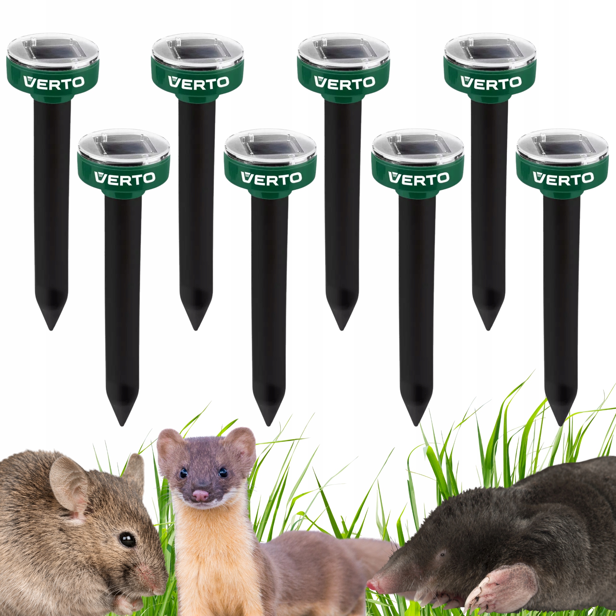 8x Silny Solarny Odstraszacz Kretów Nornic Gryzoni Na Krety Nornice Myszy