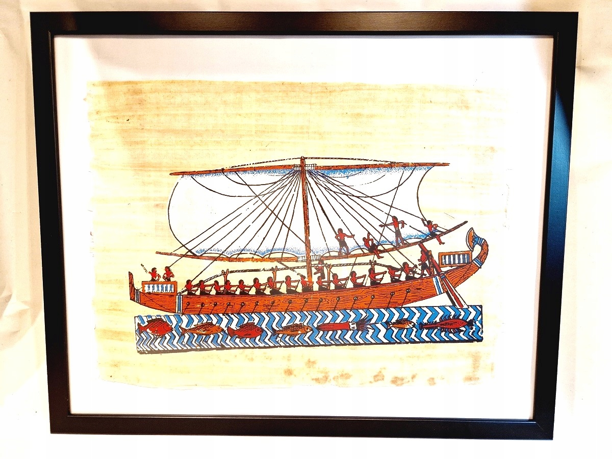 53cm x 43cm / PAMIĄTKA Z EGIPTU - OBRAZ PAPIRUS - OPRAWA RAMA PLEXI /8735
