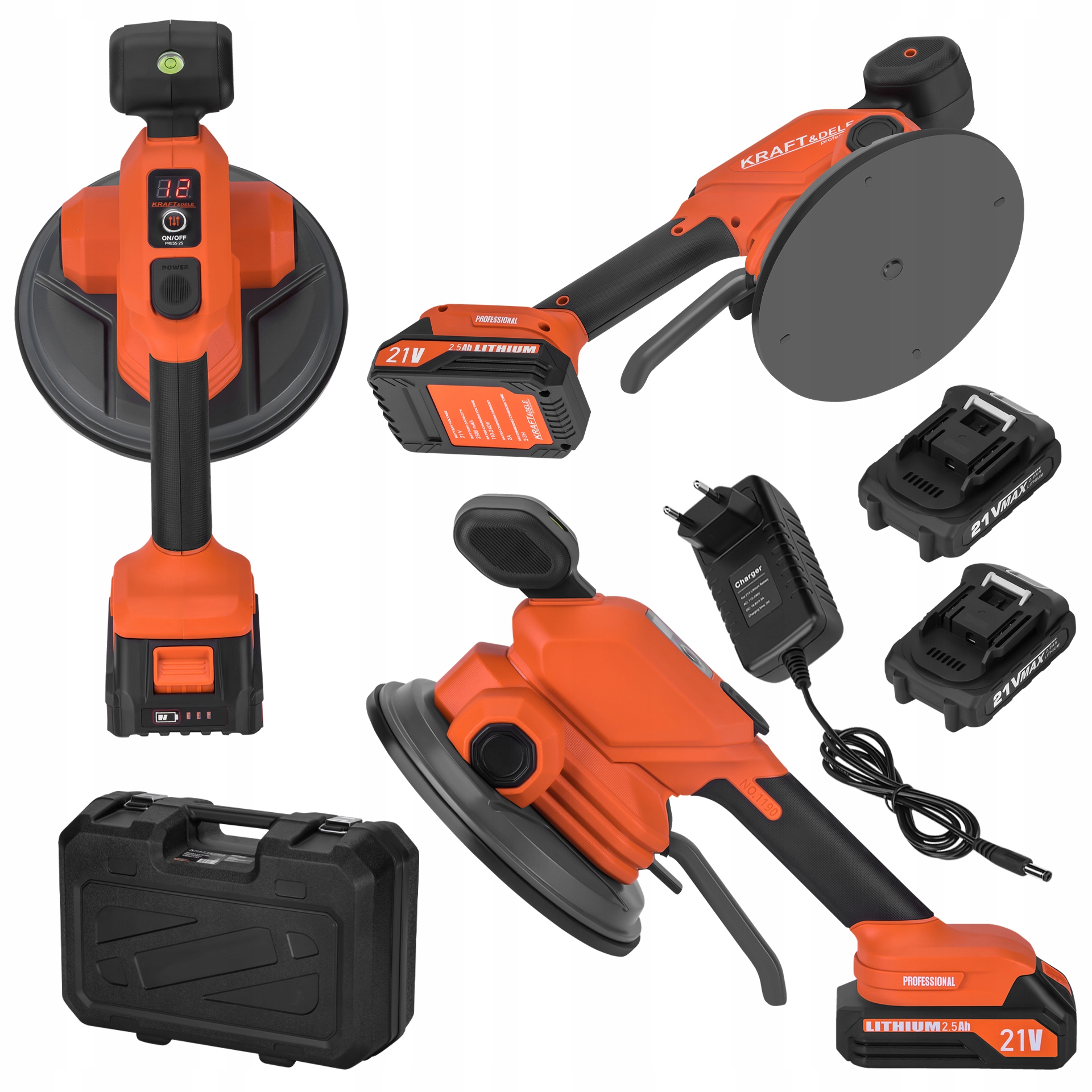 Akumulátorová Přísavka 190 mm 21V 2,5Ah 2xAKU 80Kg Kraft&Dele