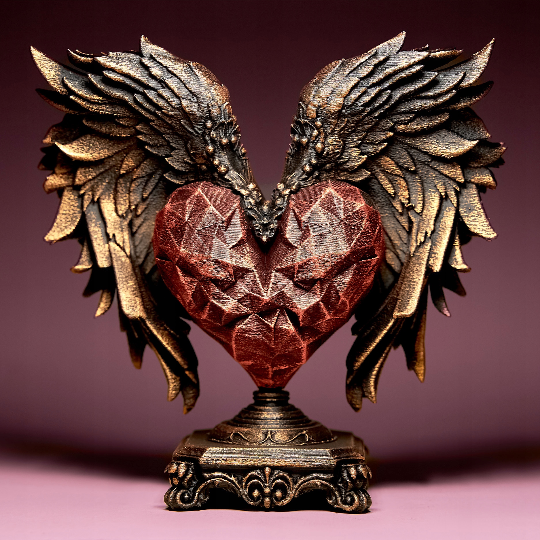 Srdce s krídlami Figurka Soška Dekorácia 3D 20 cm Darček Deň sv. Valentína