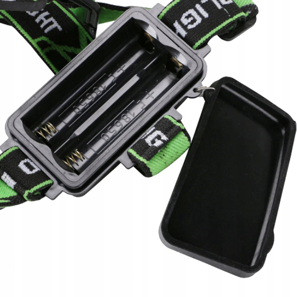 MOCNA LATARKA CZOŁOWA LED COB REFLEKTOR CZOŁÓWKA TURYSTYCZNA NA CZOŁO Kolor dominujący odcienie zieleni