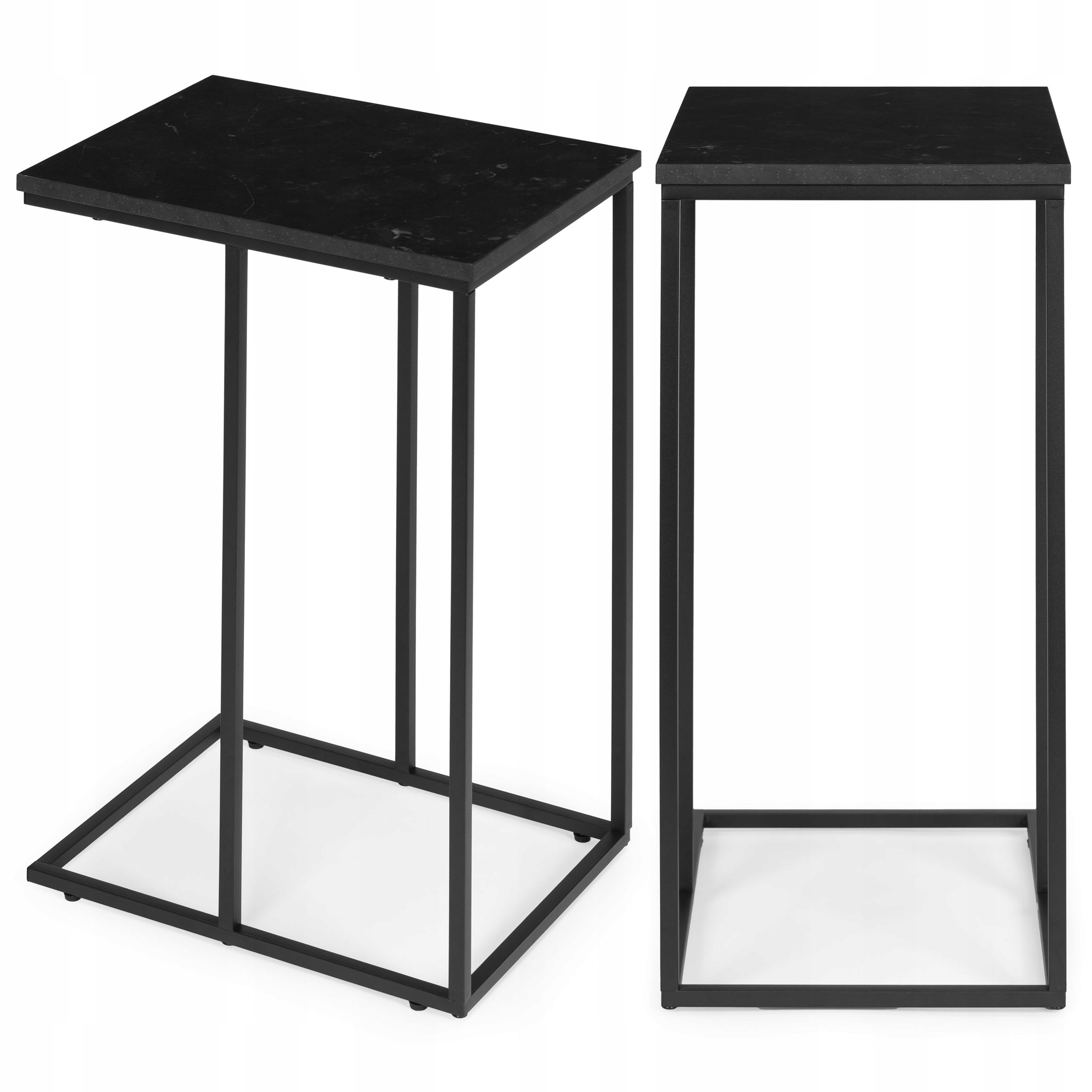 ModernHome BJ403066CT Mobilní odkládací stolek s kovovým rámem, černý