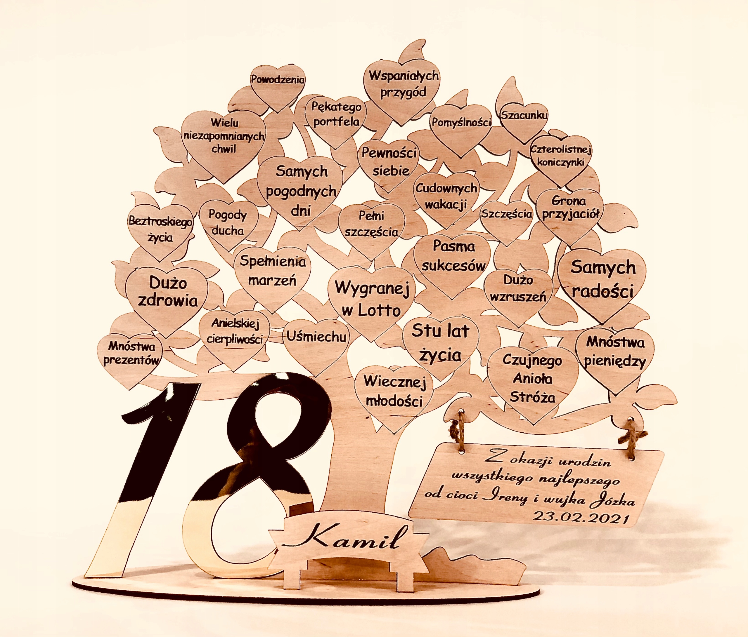 

18-stka osiemnastka drzewo życzenia grawer Laminat