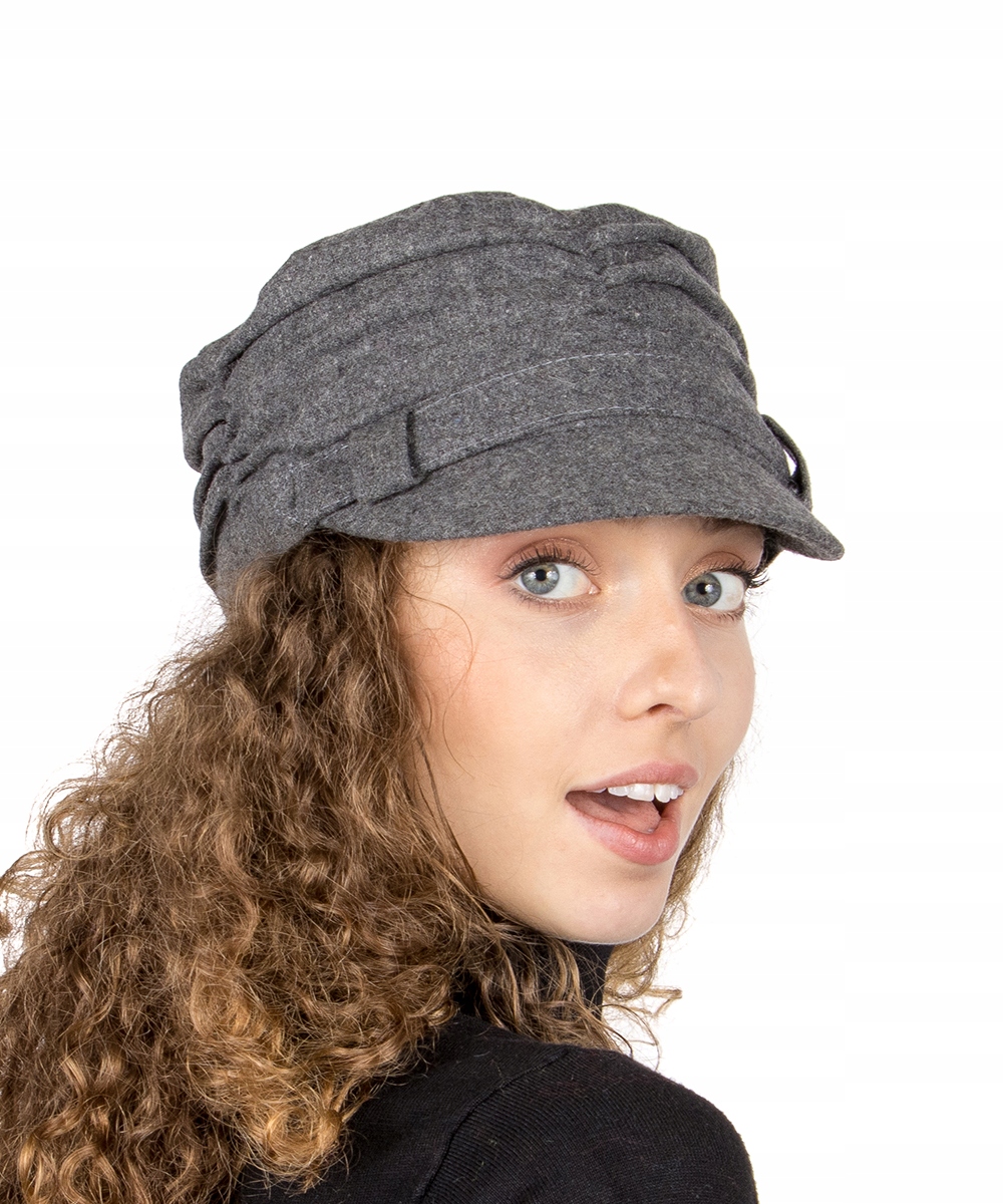 

Kaszkiet Damski Czapka Beret harmonijka szary