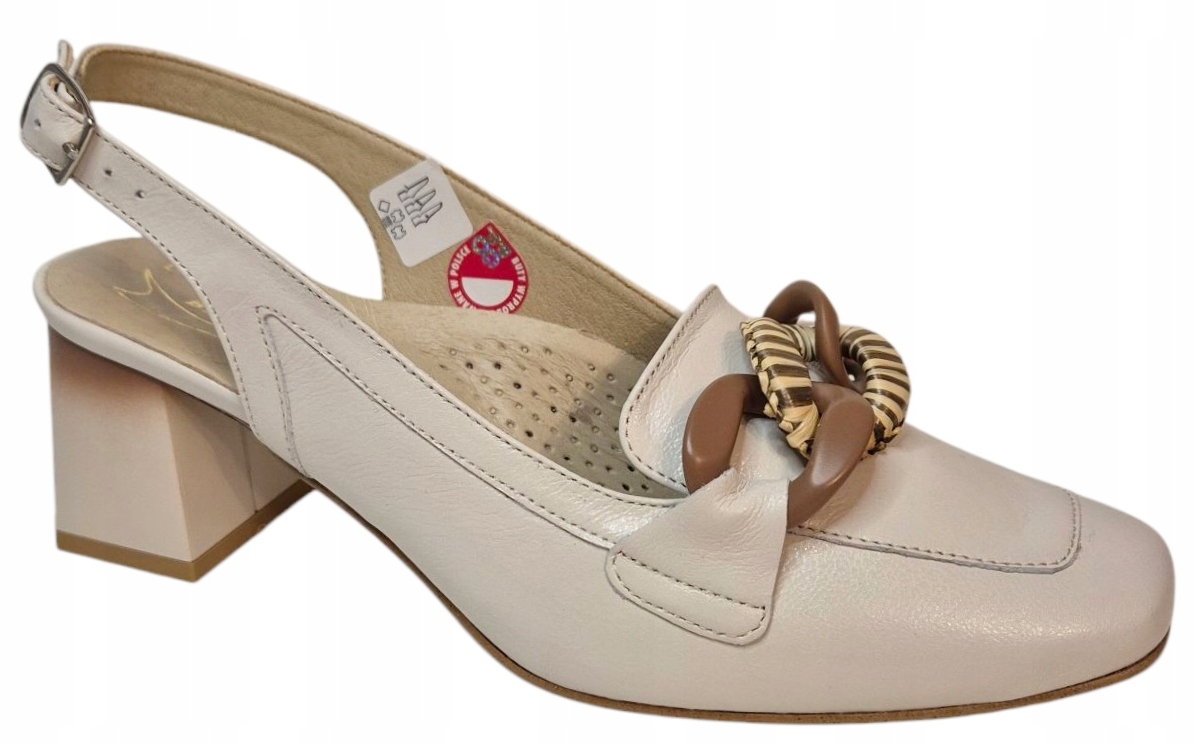 Kostex Boty Ecru s odkrytou patou/kostkou, kůže, nášivka vel. 40