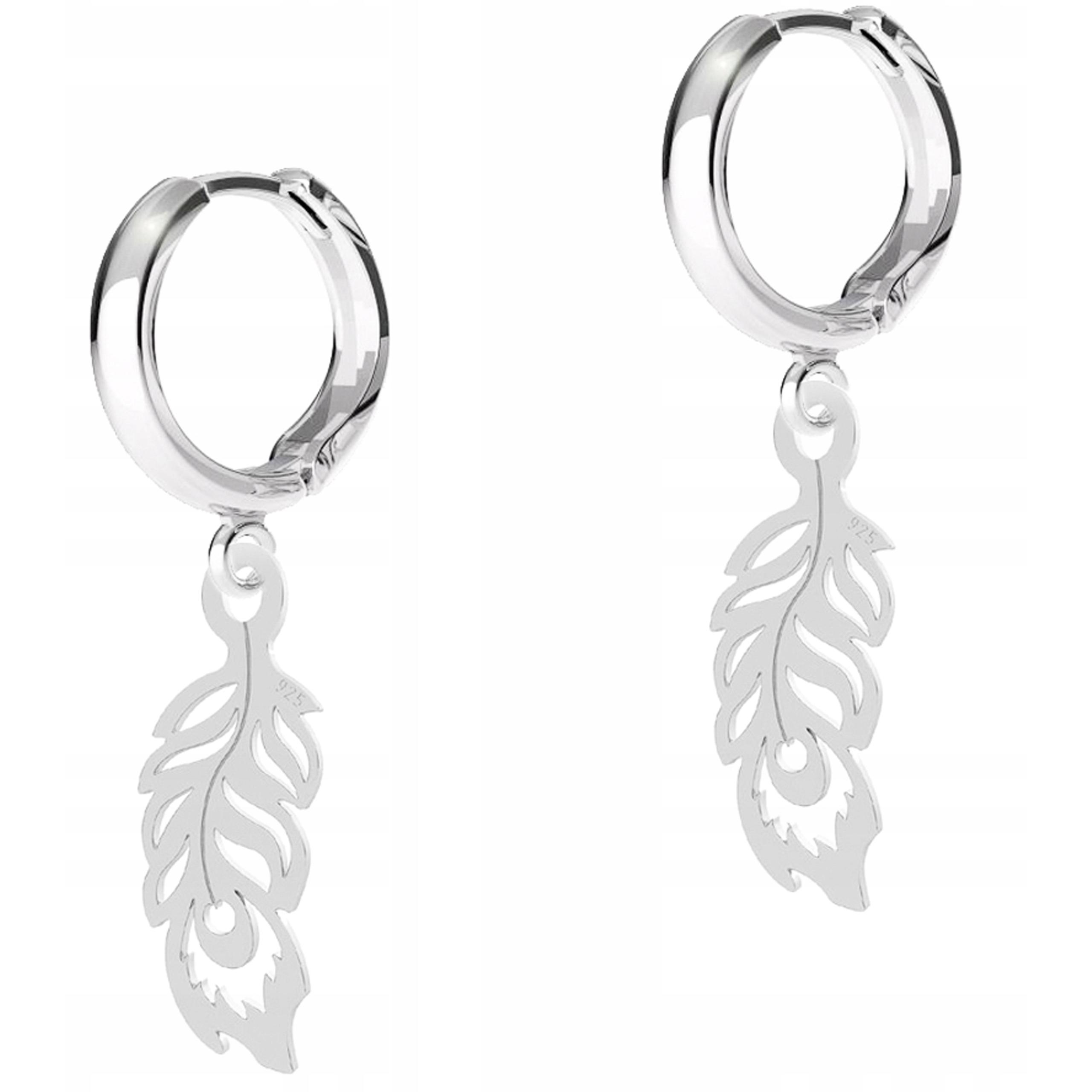 Stříbrné Náušnice Ozdobné peří Pírka Pávi Plechy s peřím Stříbro 925
