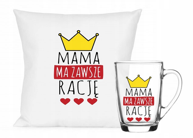 

Poduszka Biały Kubek Mama ma zawsze rację