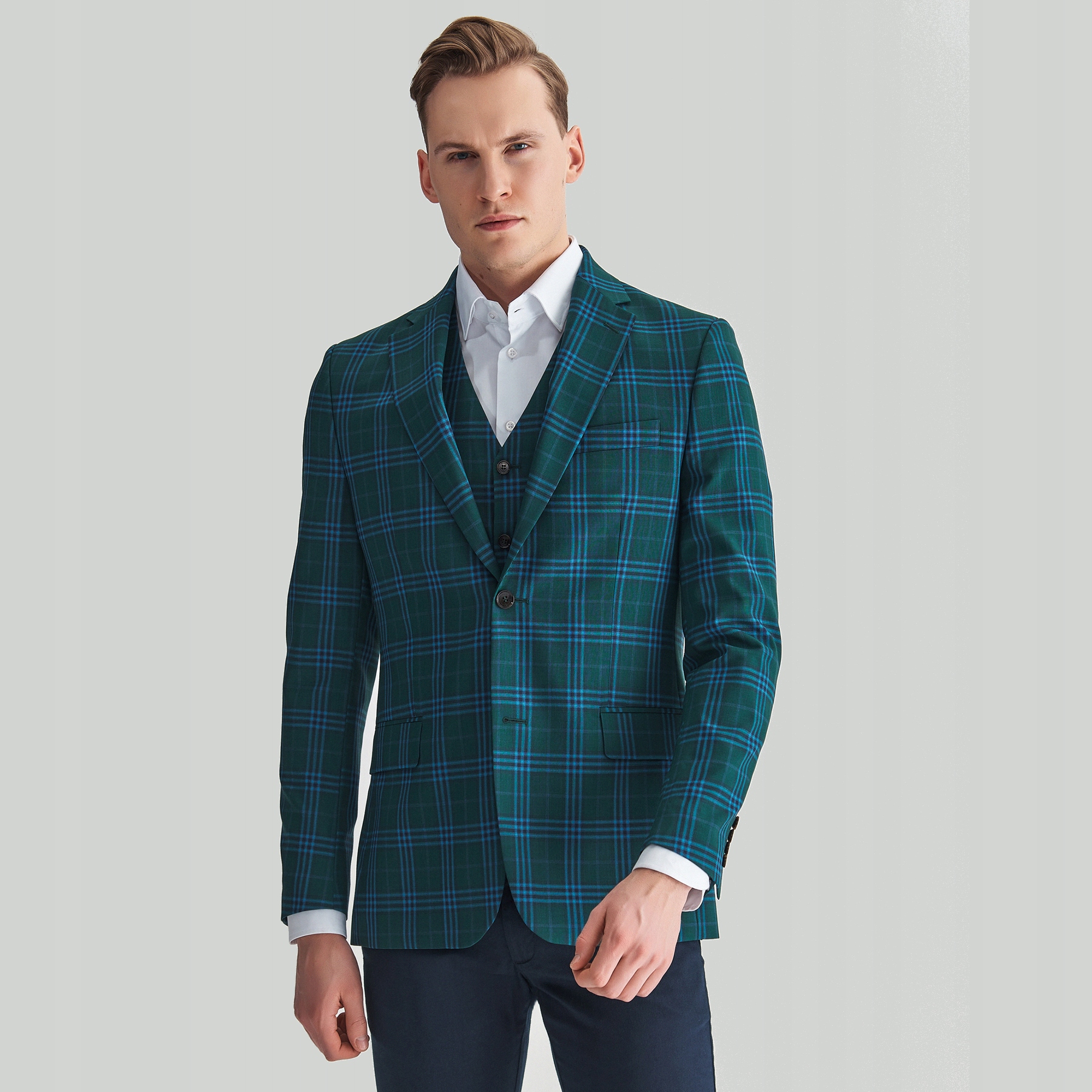 Zelená sako mřížka z vlny Pako Lorente 188/50