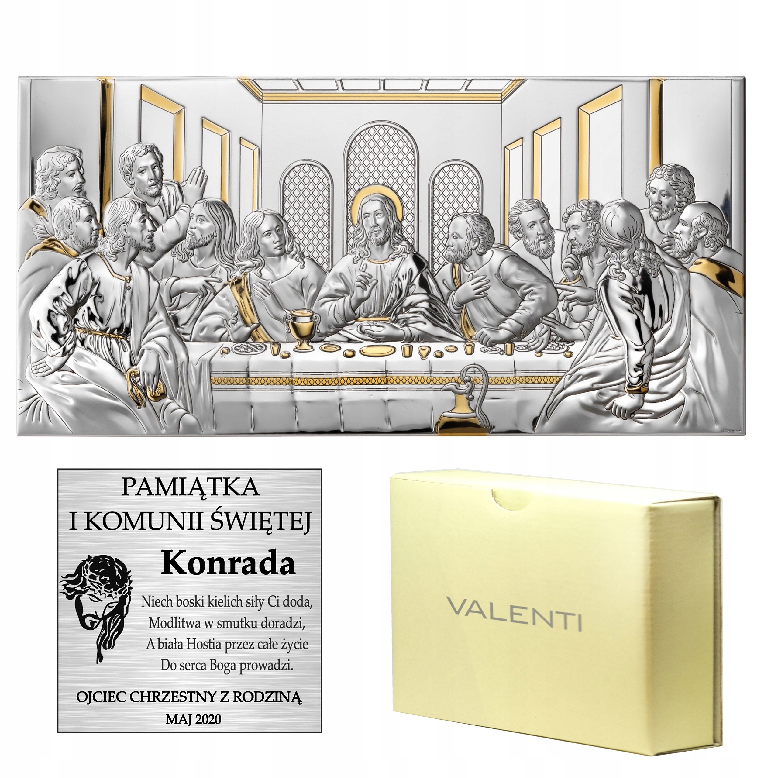 Poslední Večeře Velký Stříbrný Obraz S Gravírováním Křest Svatba Svaté Přijímání