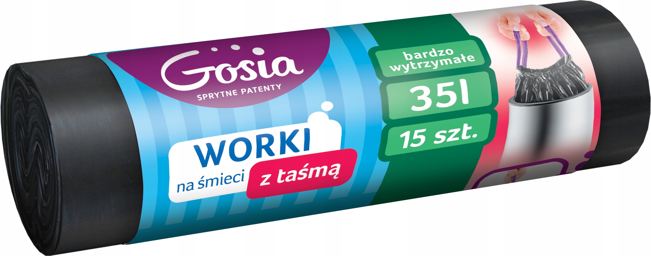 Levně 8X Gosia Pytle na odpadky Ldpe s páskou černé 35 l