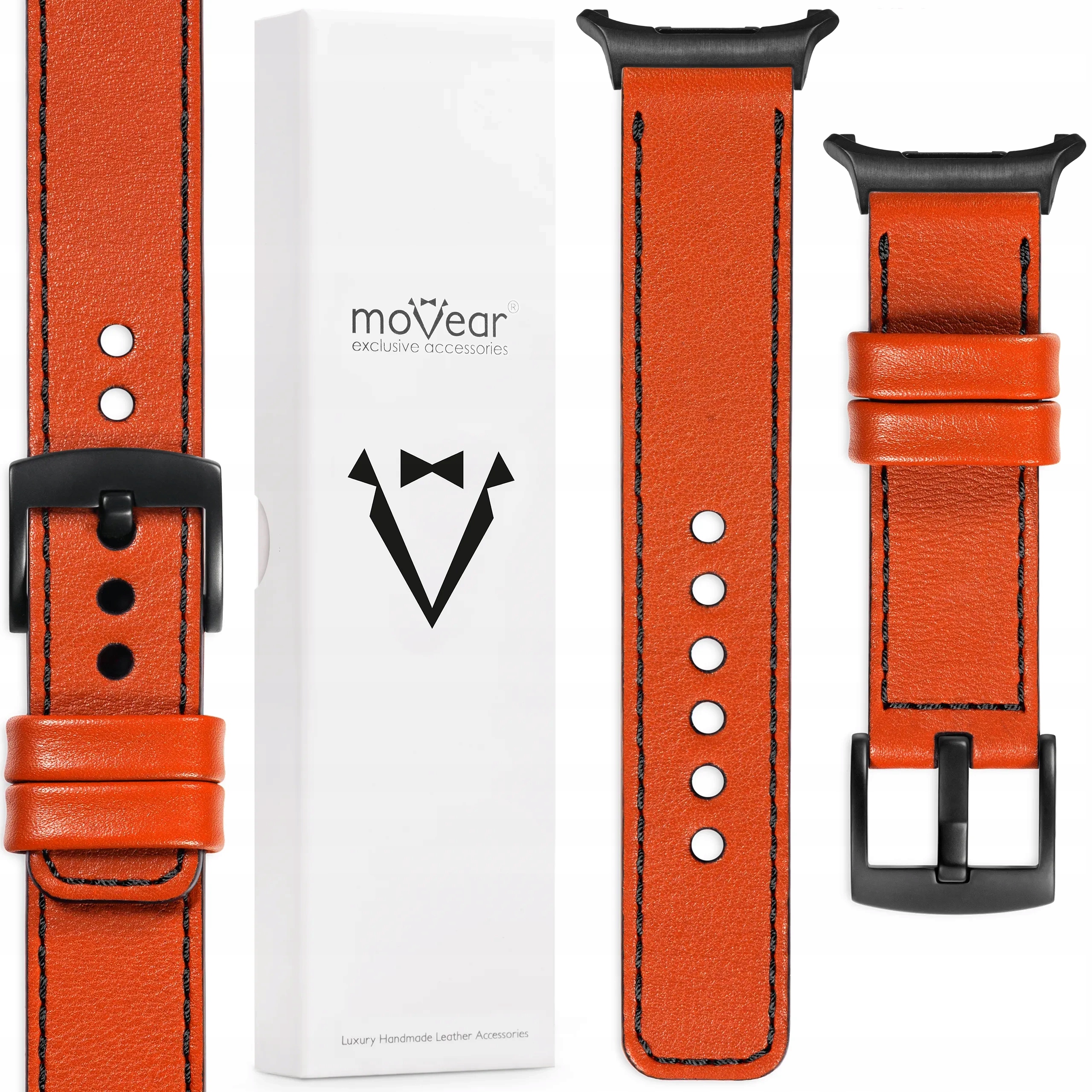 Pásek pro Samsung Galaxy Watch Ultra kožený 22 mm oranžový Movear