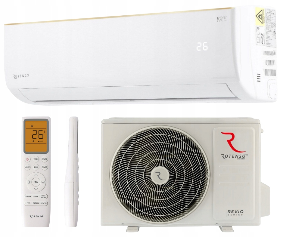 Klimatyzator ścienny pokojowy Rotenso Roni 2.6 kW do grzania WiFi Zestaw