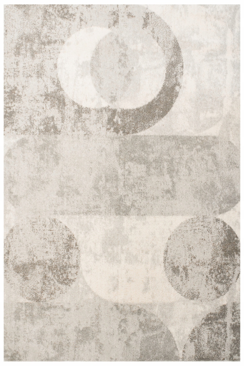 Dywan Wełniany Szary Kremowy Isfahan-m Geometria Koła Półkola 200x300 cm