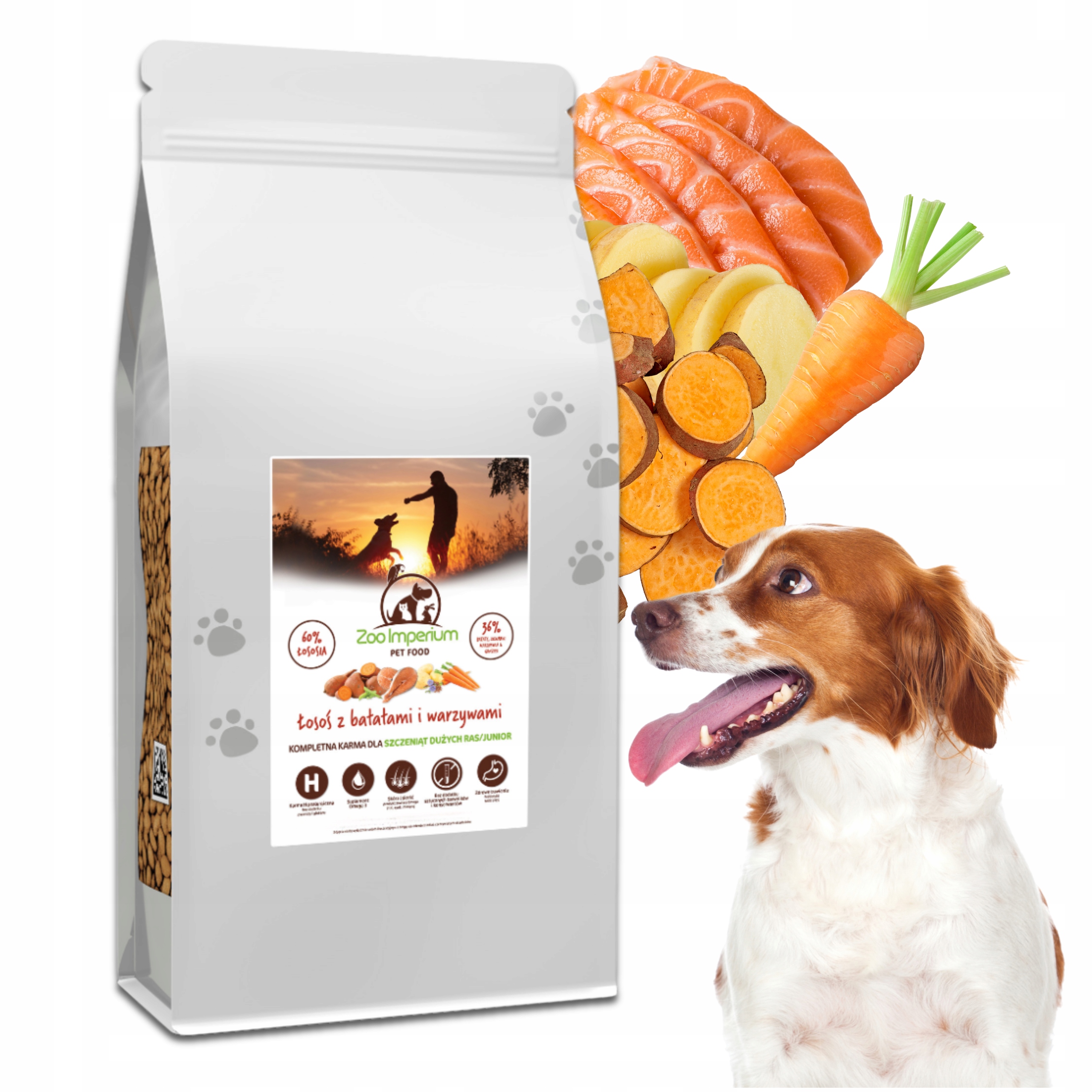 Levně Suché Krmivo pro štěňata Zoo Imperium Junior Losos Batáty Grain Free 6 kg