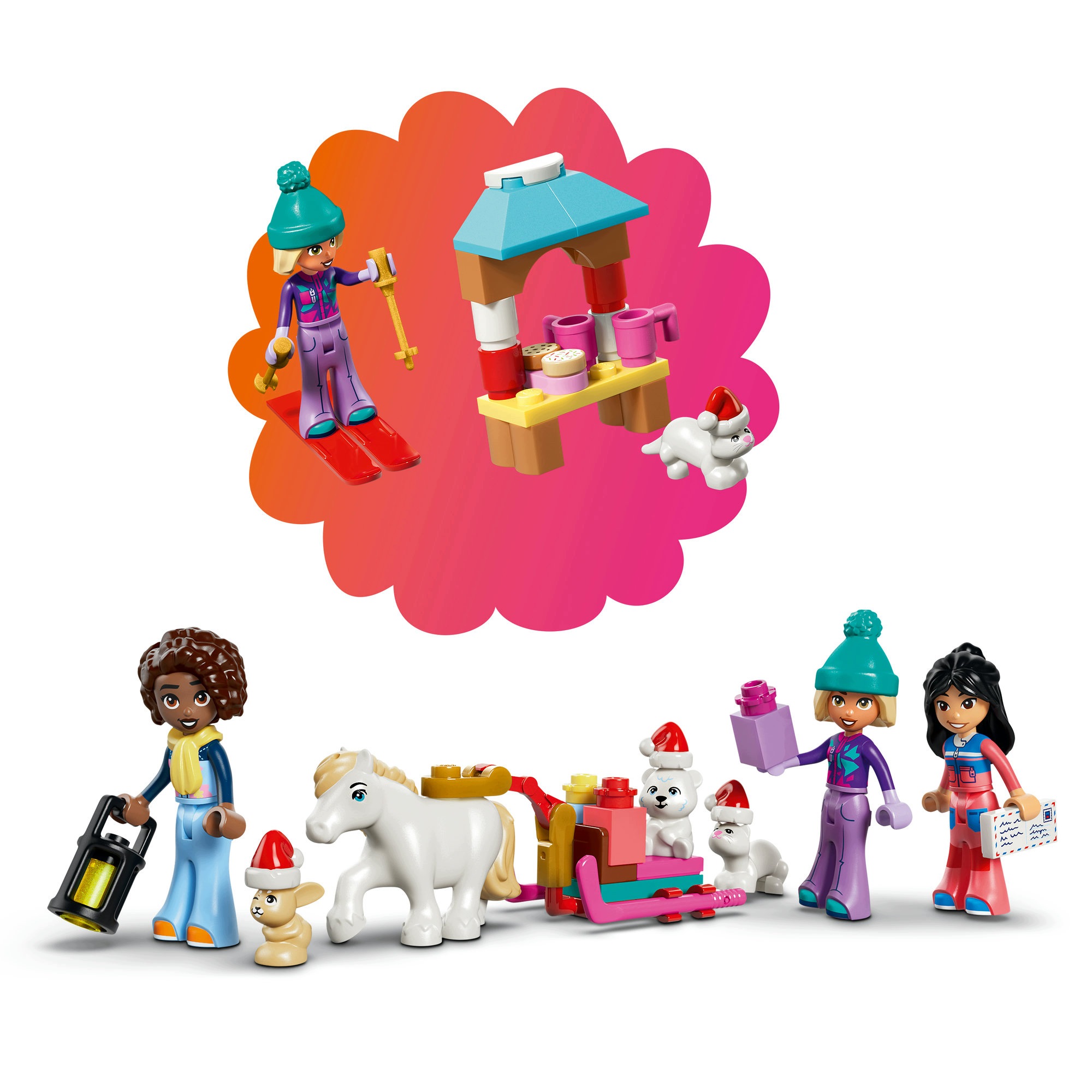 Адвент-календарь LEGO Friends 42698 2026, 211 деталей, 3 мини-куклы и 6 фигурок животных, от 6 лет — фото 6