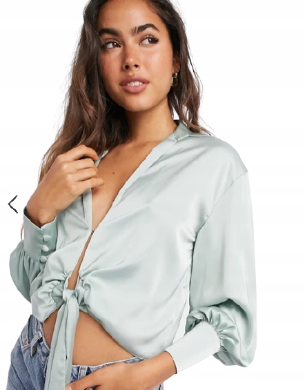 KOSZULA DAMSKA SATYNOWA WIĄZANA ZIELONA 38 FUT Marka inna