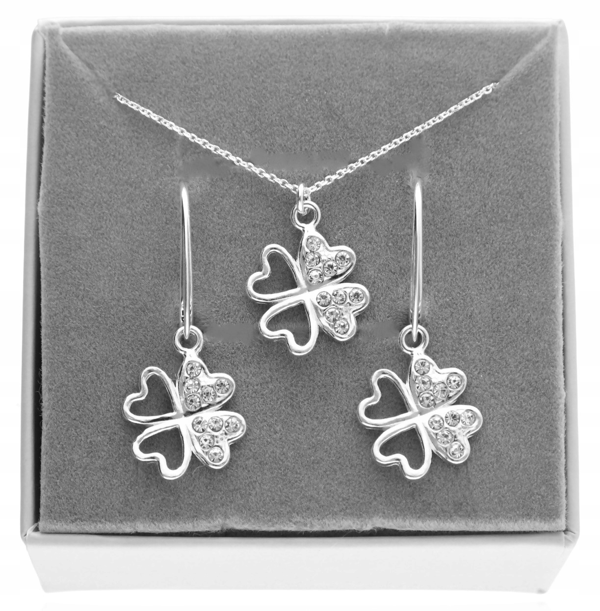 Módní Stříbrná sada šperků Swarovski Čtyřlístek pro štěstí ryzost 925