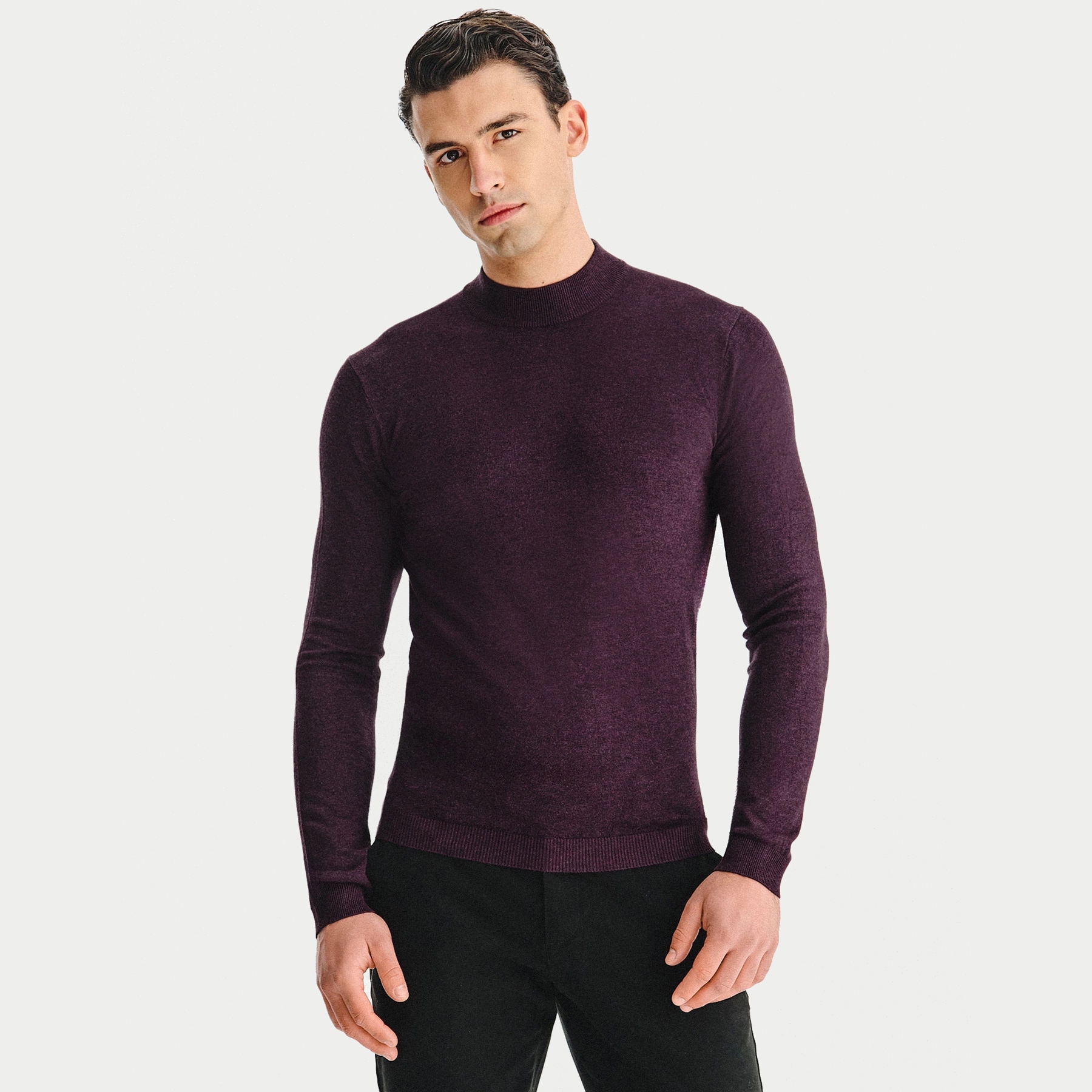 Pánský rolák bez rukávů ve fialové barvě Basic Pako Lorente vel 3XL