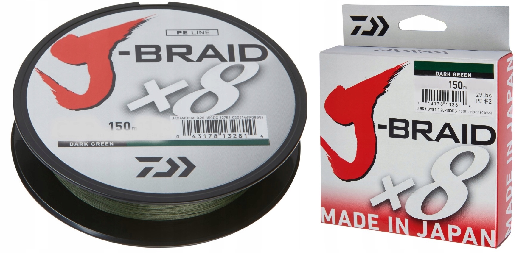 Daiwa Plecionka J-Braid X8 0,18mm 150m C. Zielona