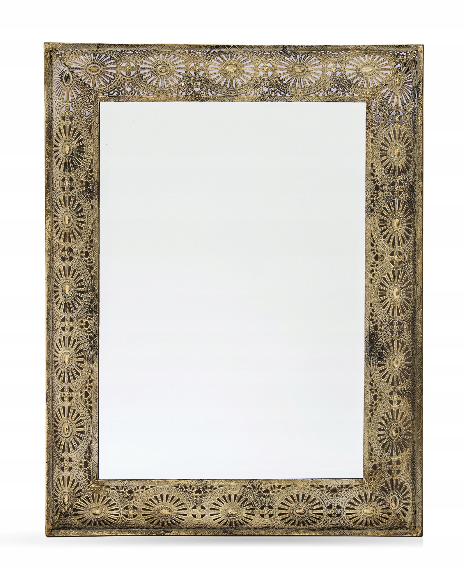 Skleněné závěsné zrcadlo ve zlatém rámu, staré palácové zlato, retro