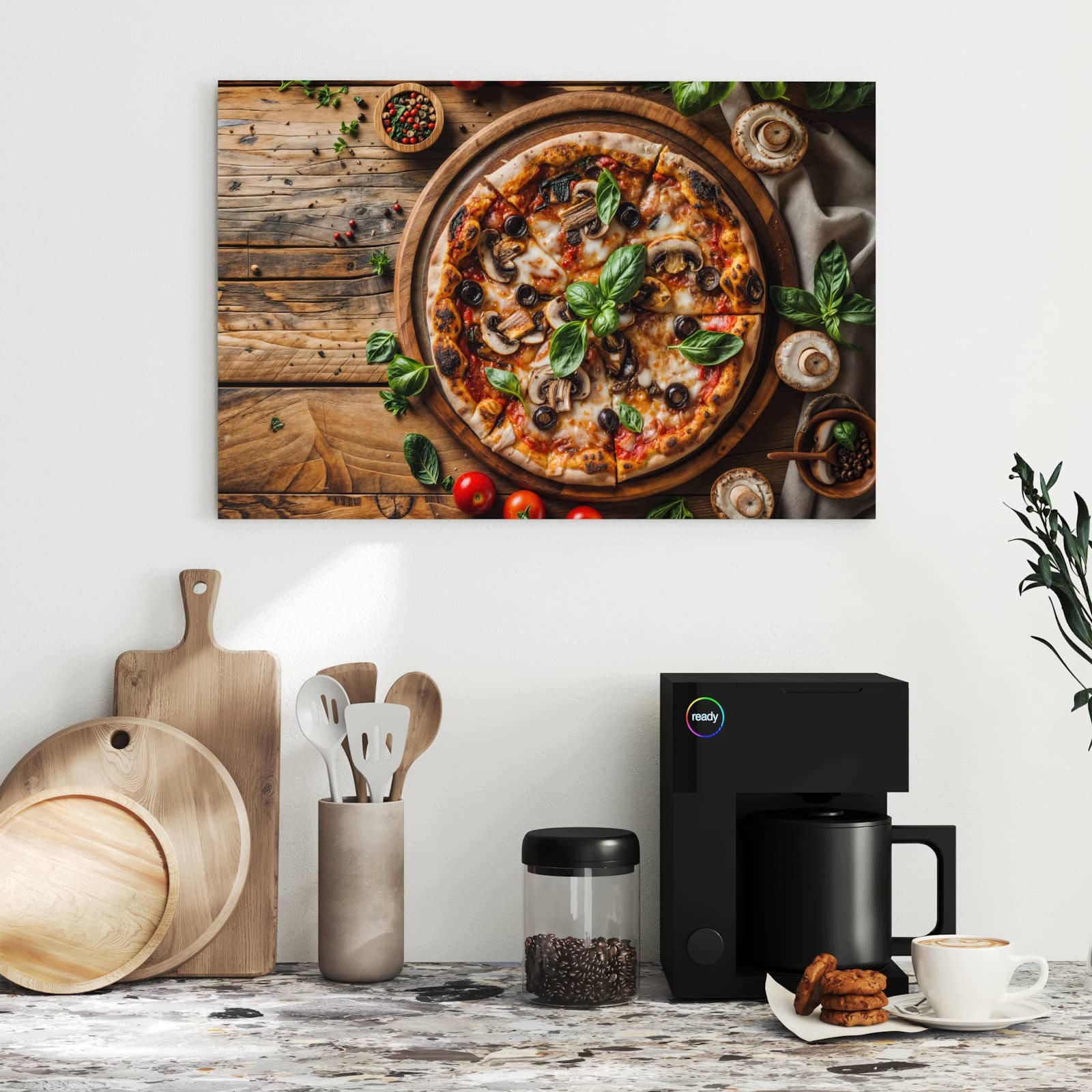 Magnetická tabule Dřevěný stůl Pizza 60 × 40 cm