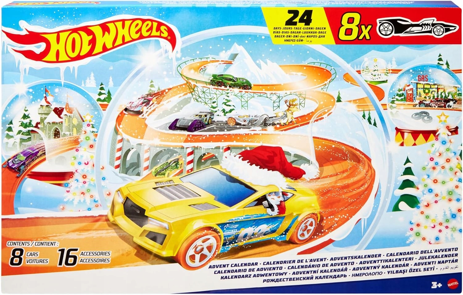 Адвент-календарь Hot Wheels, машинки, аксессуары и игровой мини-коврик