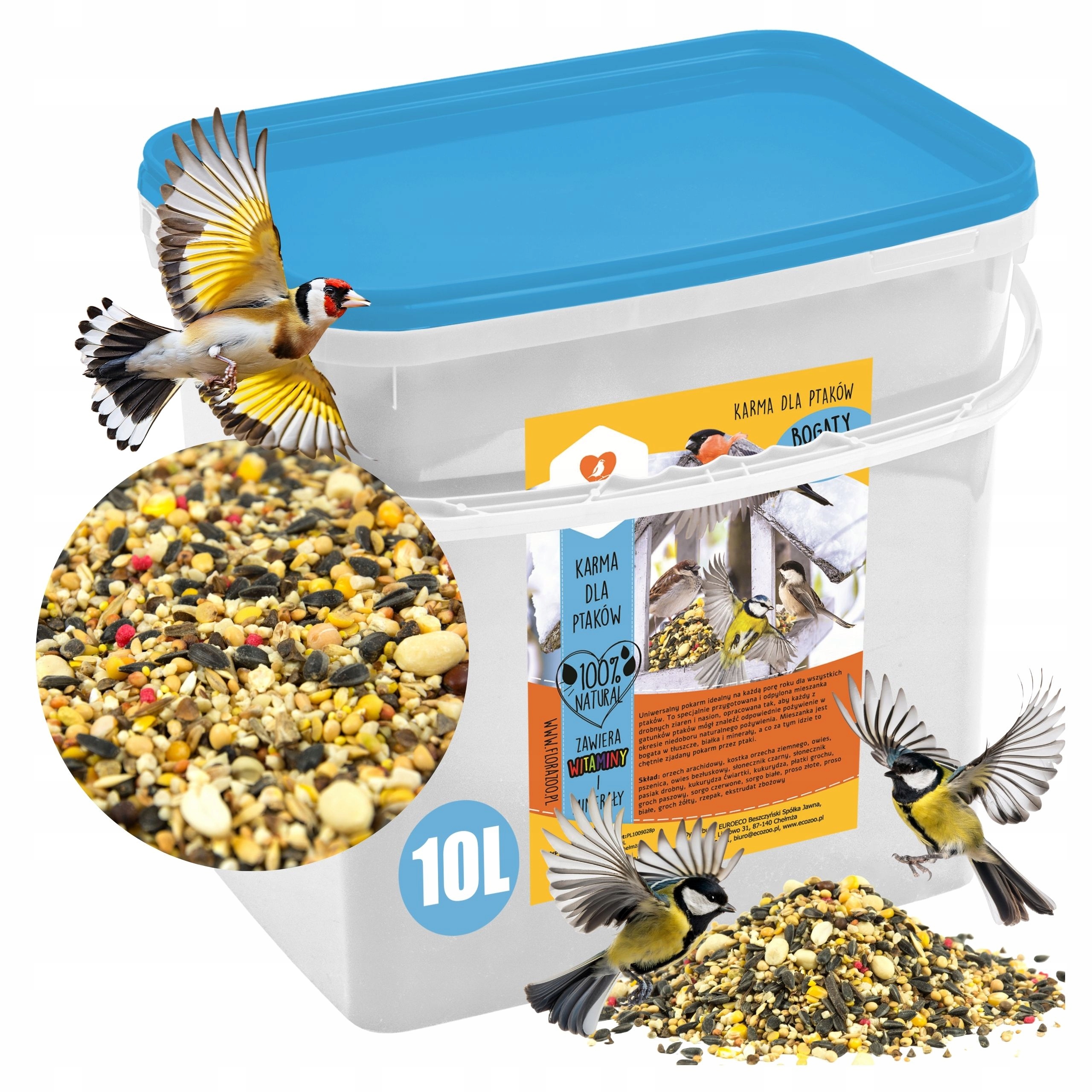 KARMA POKARM ZIARNO SŁONECZNIK DO KARMNIK DLA DZIKICH PTAKÓW ZIMUJĄCYCH