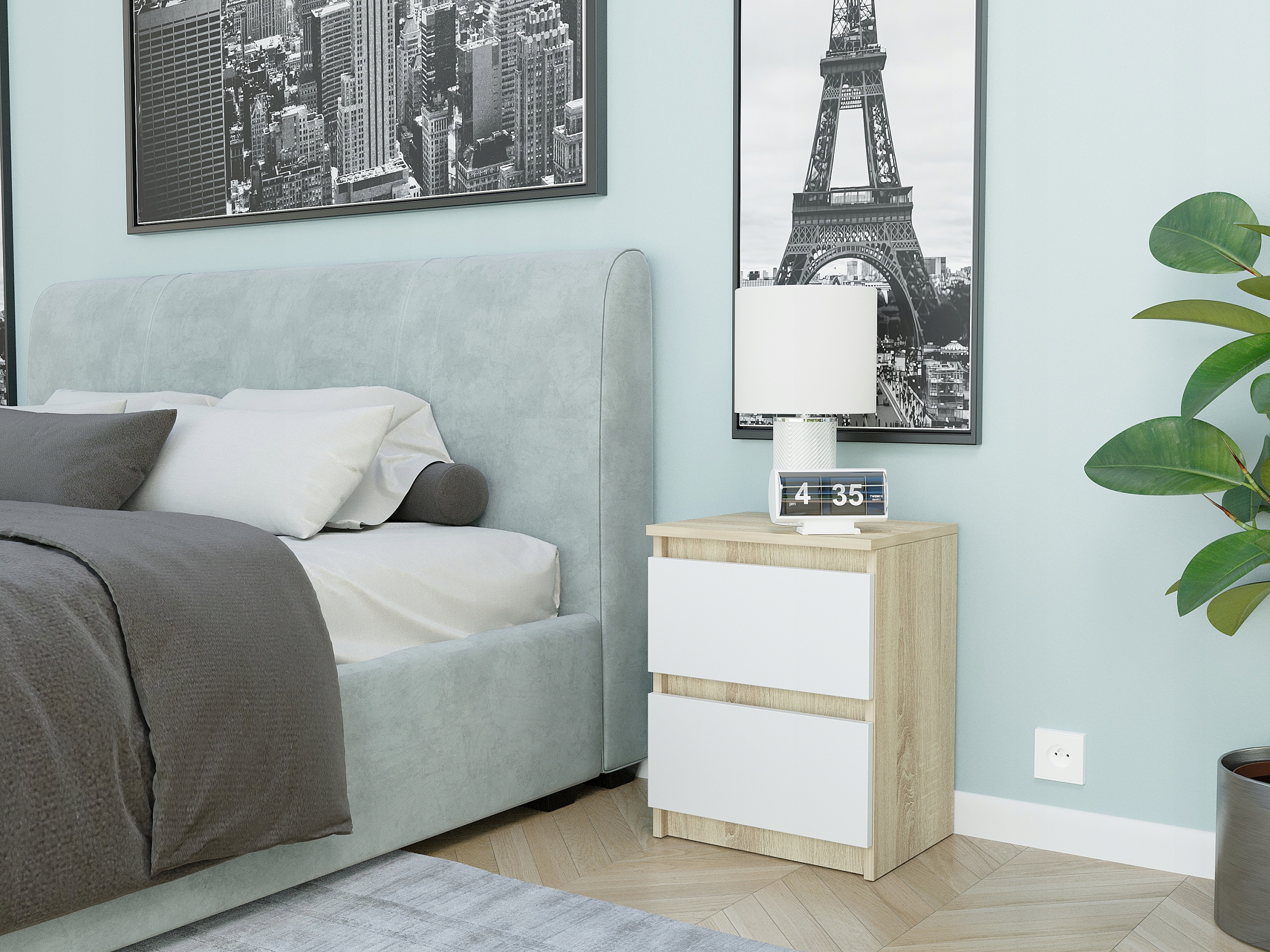 Szafka nocna komoda stolik biały 40cm R-2 SONOMA MIX