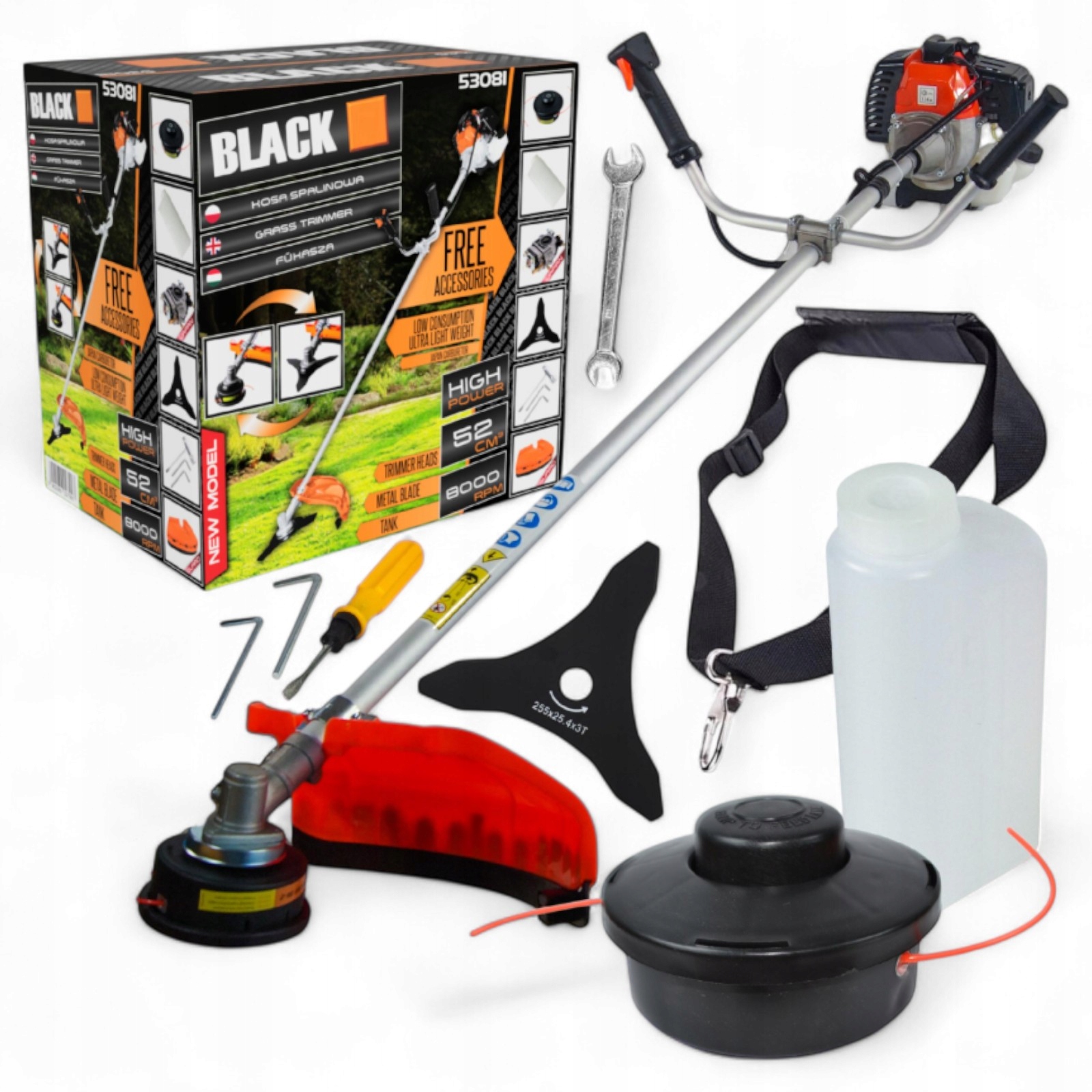 Zestaw Kosa Spalinowa Podkaszarka 5,2KM Tarcze Głowice Black