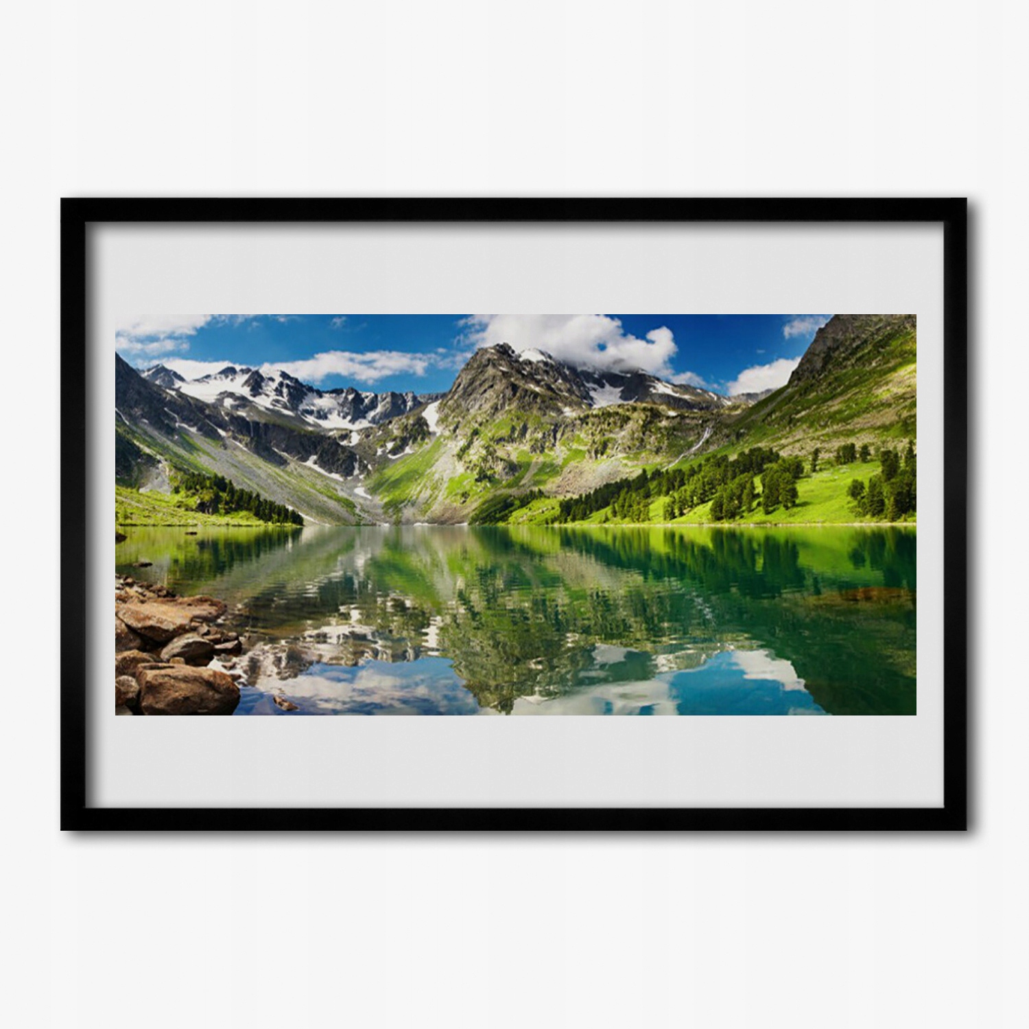 Fotoobraz s rámečkem do kanceláře Hora jezero 70x50 cm