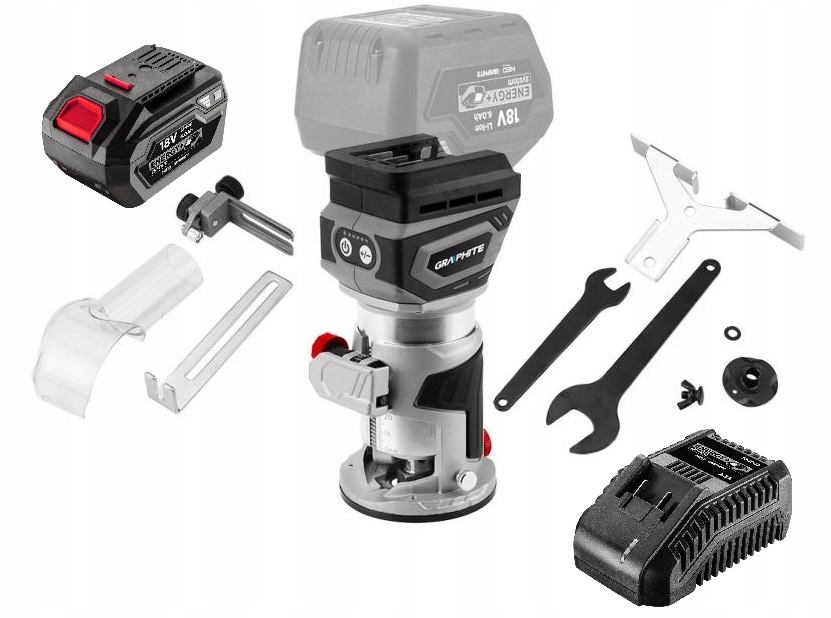 Frezarka bezszczotkowa akumulatorowa Energy+ 18V GRAPHITE 6AH ZESTAW