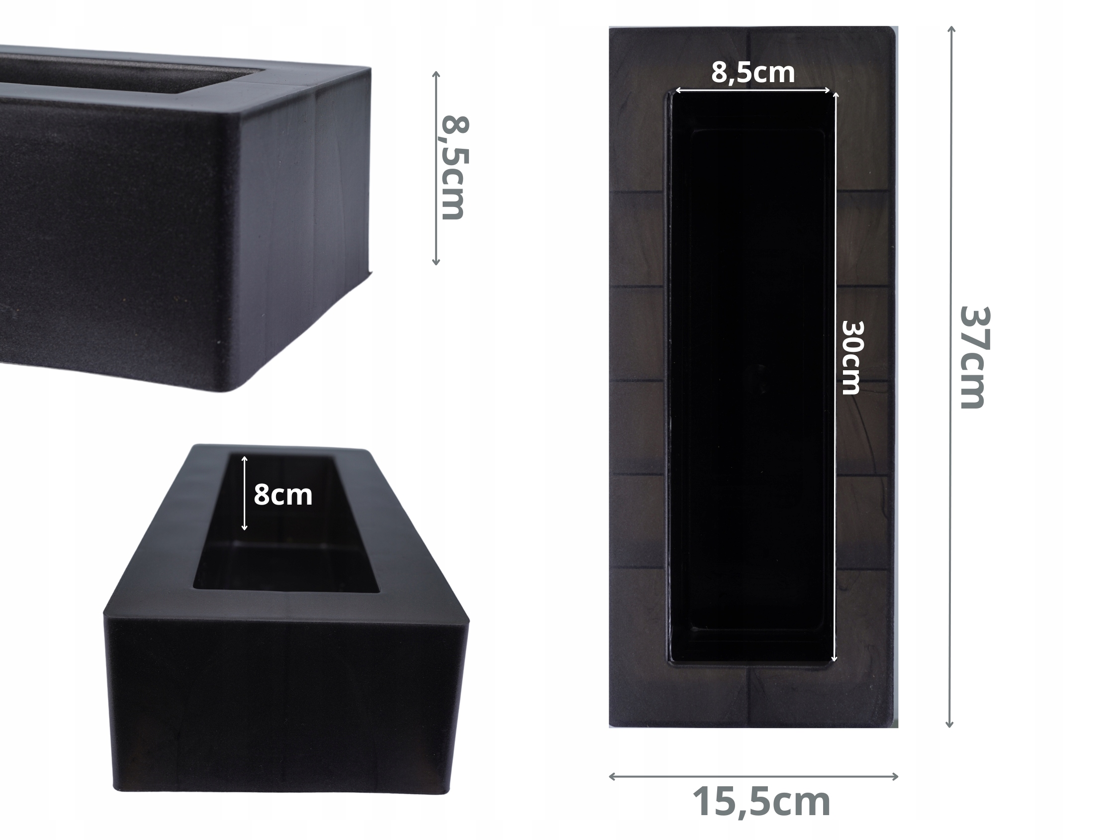 DŁUGA DONICZKA DO KWIATÓW GRAFIT ANTRACYT 36 cm Marka Topoblu