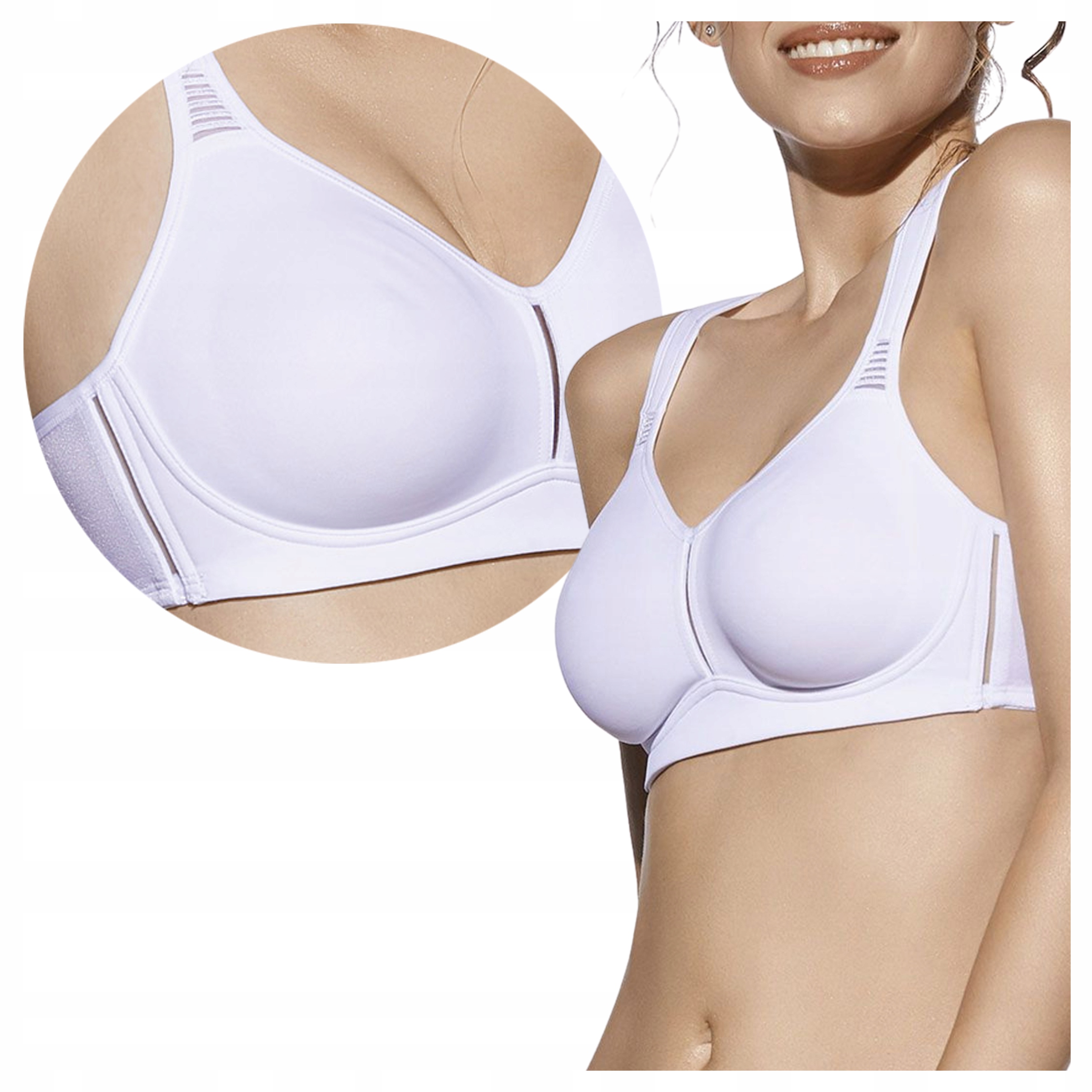 Hladká měkká podprsenka bez kostic Široká ramínka Elvira Bílá 80D