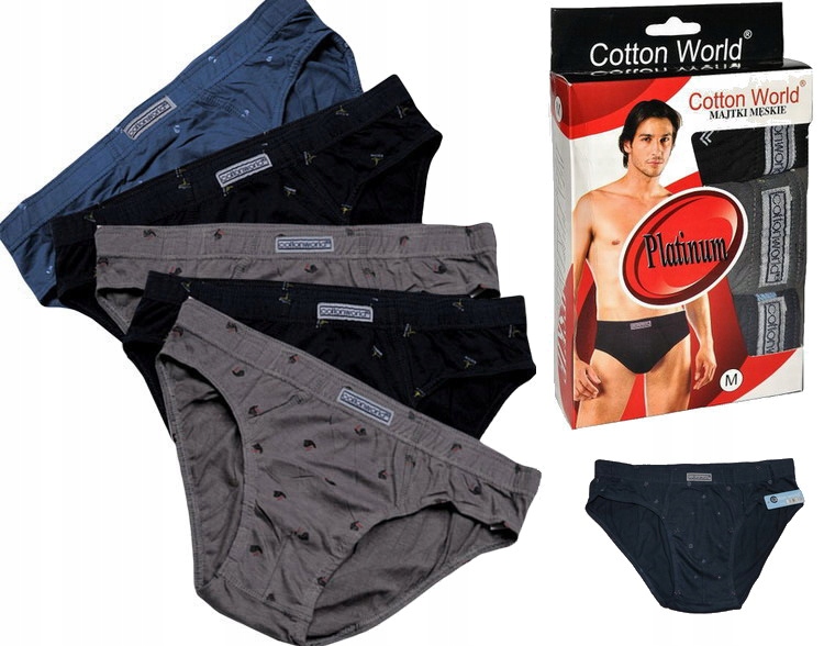 

6 Par xxl Slipy Męskie Cotton World majtki 2XL
