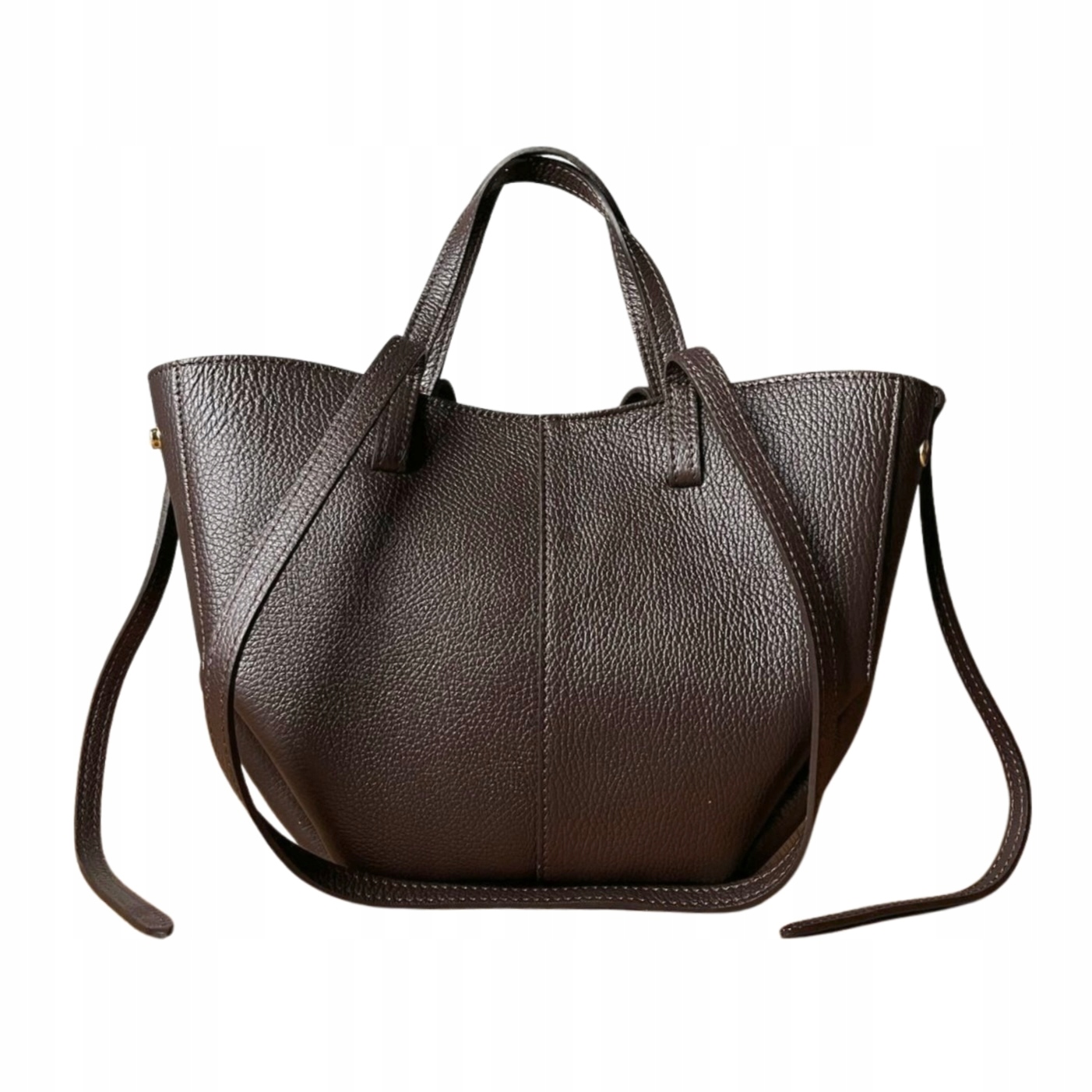 Čokoládová kabelka z přírodní kůže shopper lodička hnědá kabelka shopper