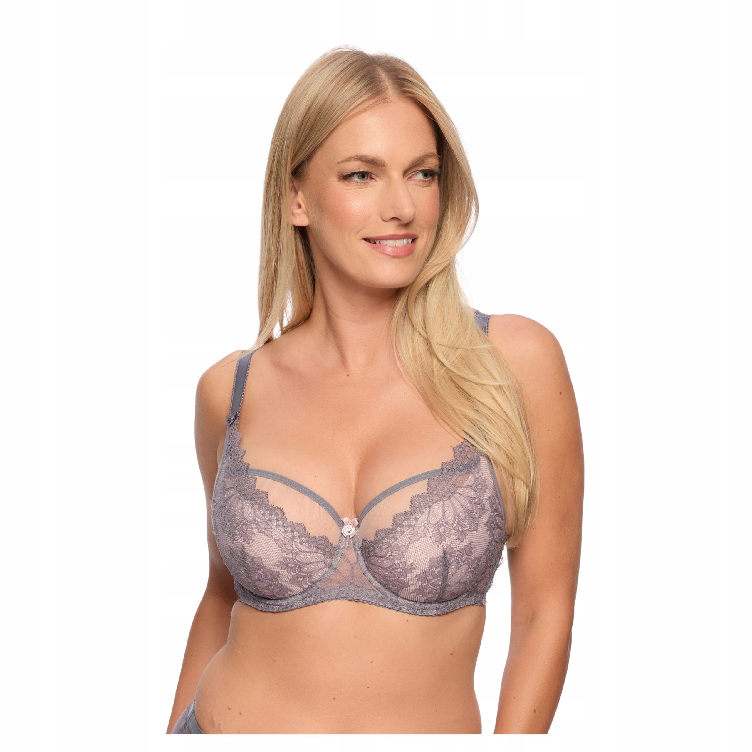 Podprsenka 75H polovyztužená podprsenka sexy jarní šedá růžová krajka Gaia