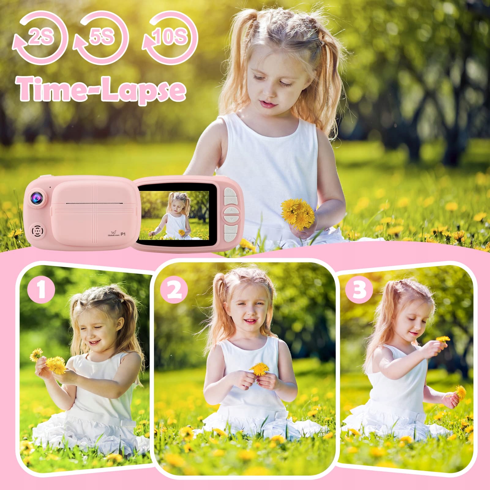 GLOBALCROWN Aparat Natychmiastowy Dla Dzieci Z Kartą 32GB I Papierem — miniatura 6