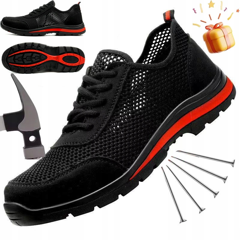 lekkie oddychające ochronne buty robocze sportowe bhp z podnoskiem r.44