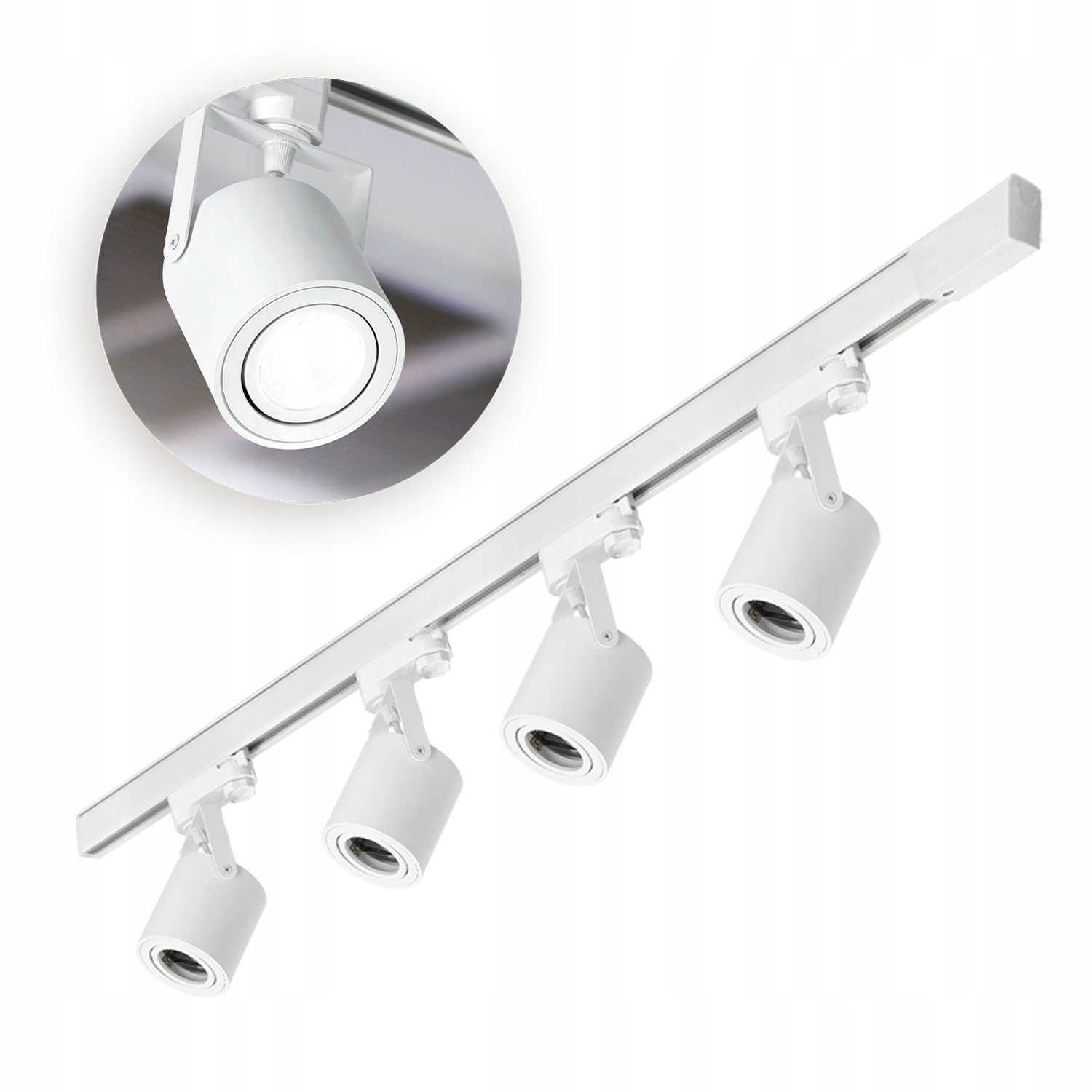3-fázový kolejnicový systém 4x reflektor GU10 kolejnice 1 m, sada Bílá
