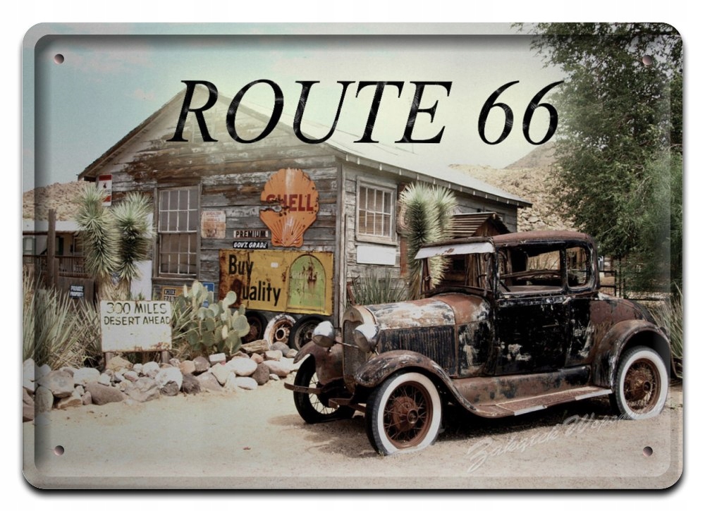Route 66 Metalowy Szyld Plakat Vintage Retro #04277