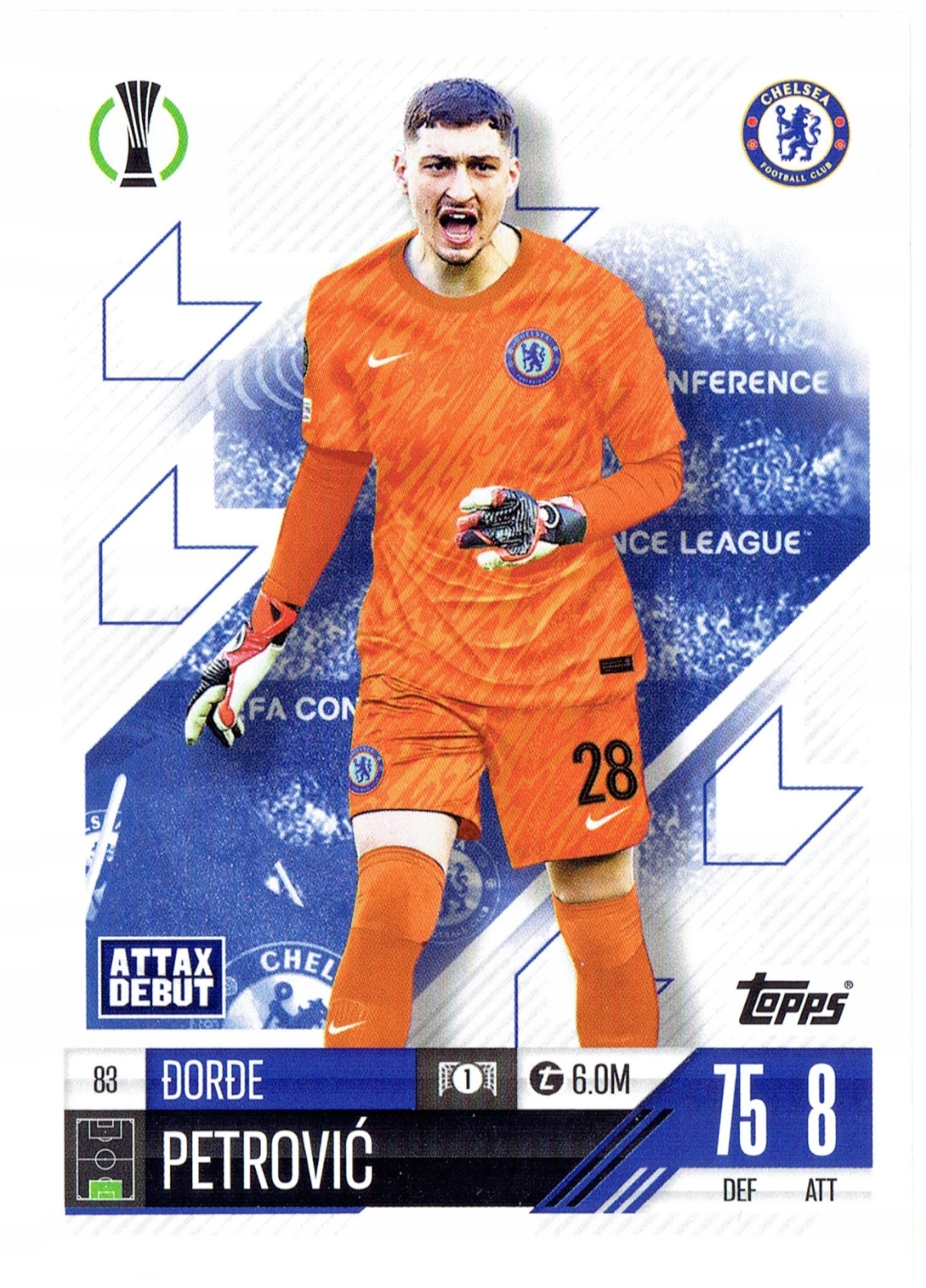 Topps Match Attax 2024-2025 Base Card 83 Djordje Petrovic Chelsea