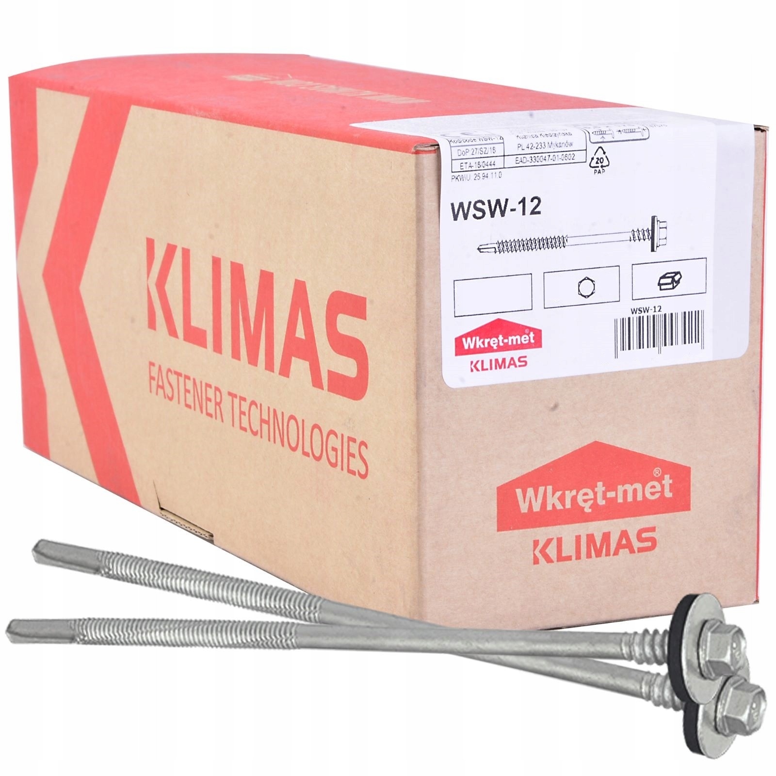 Skrutky 5,5 x 195 mm na upevnenie sendvičových panelov na oceľ z Epdm 100ks.WSW12