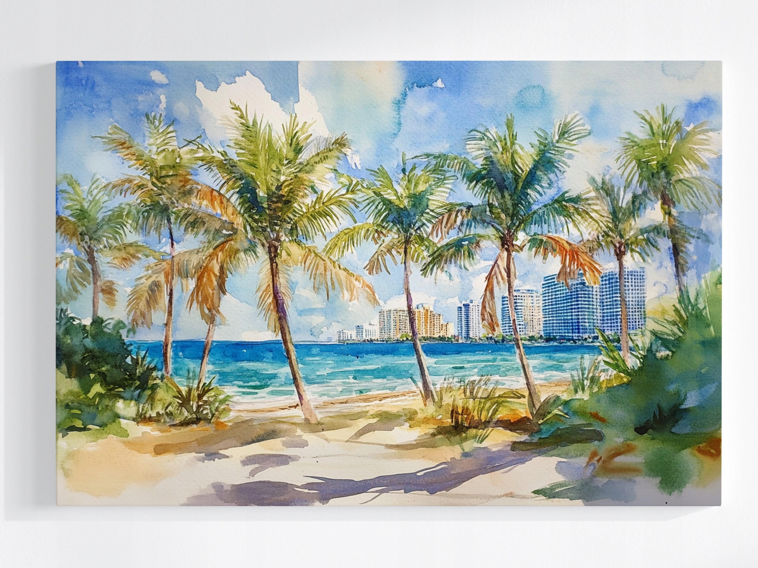 Obraz Na Plátně Canvas Pohled Na Pláž Oceán Palmy Miami Beach Florida 120x80
