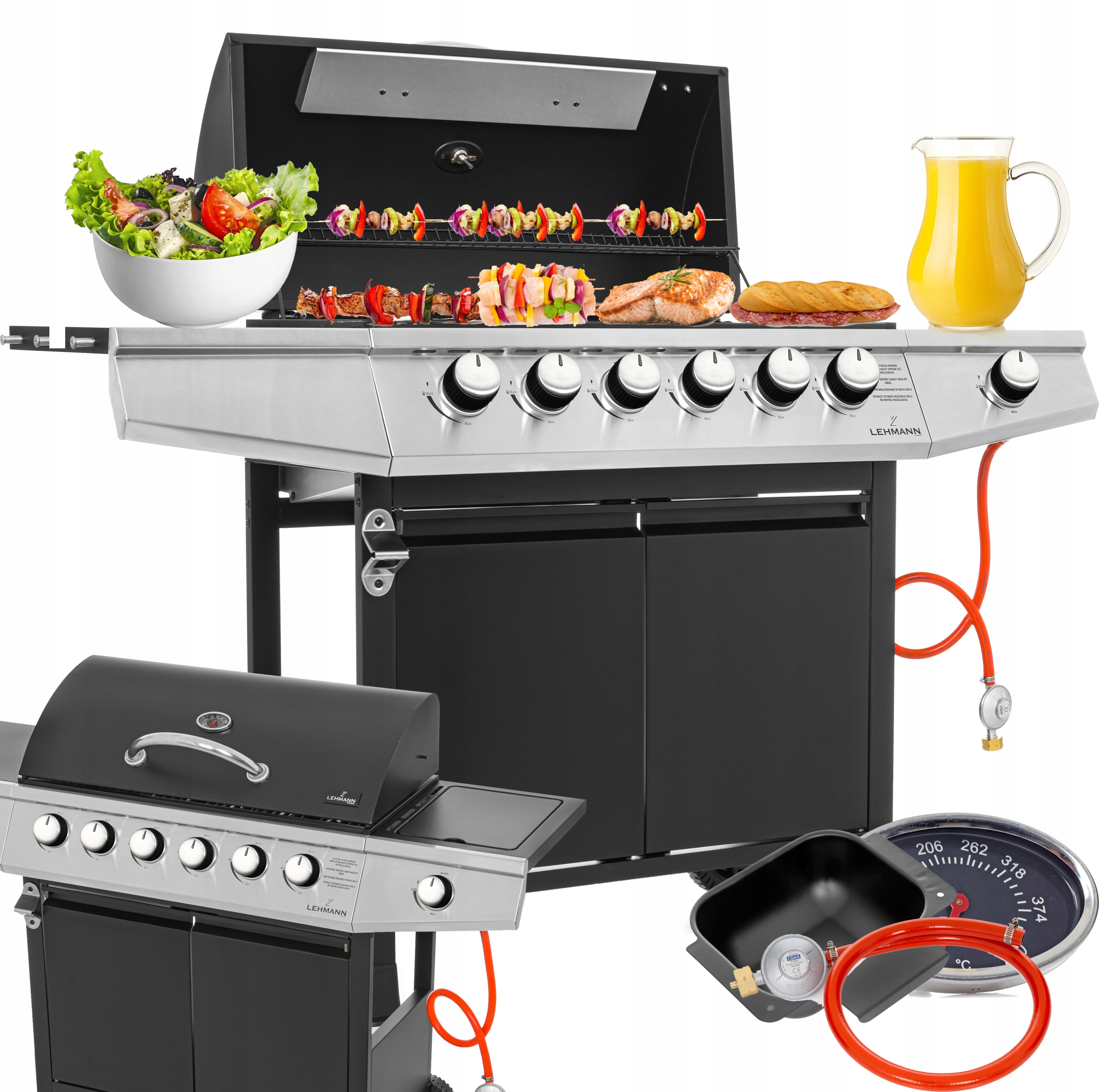 GRILL GAZOWY XXL 6+1 ŻELIWNY RUSZT OGRODOWY VEGAS