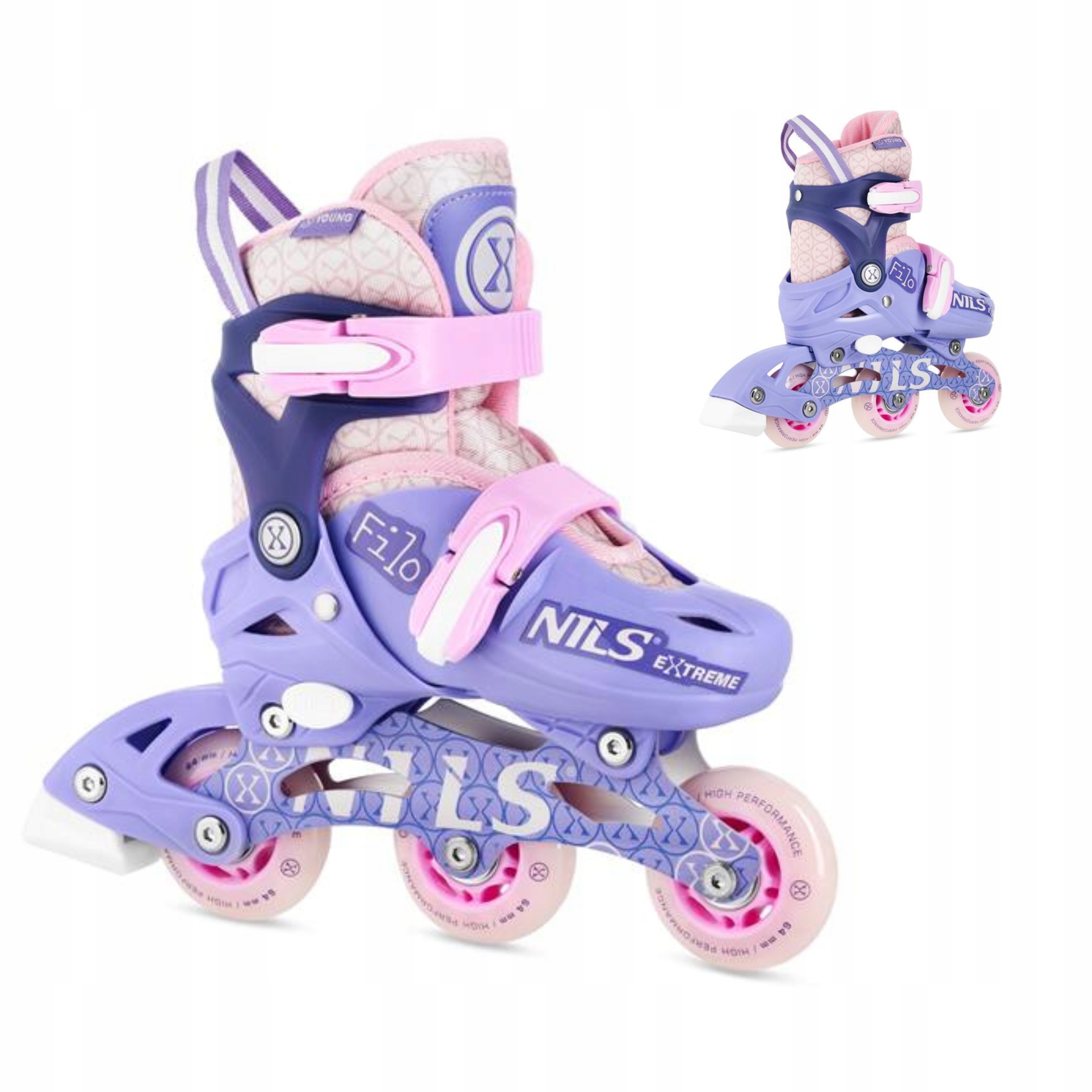 Brusle 2v1 reakční pro děti kolečkové brusle vel. XS(26-29) fialové Nils