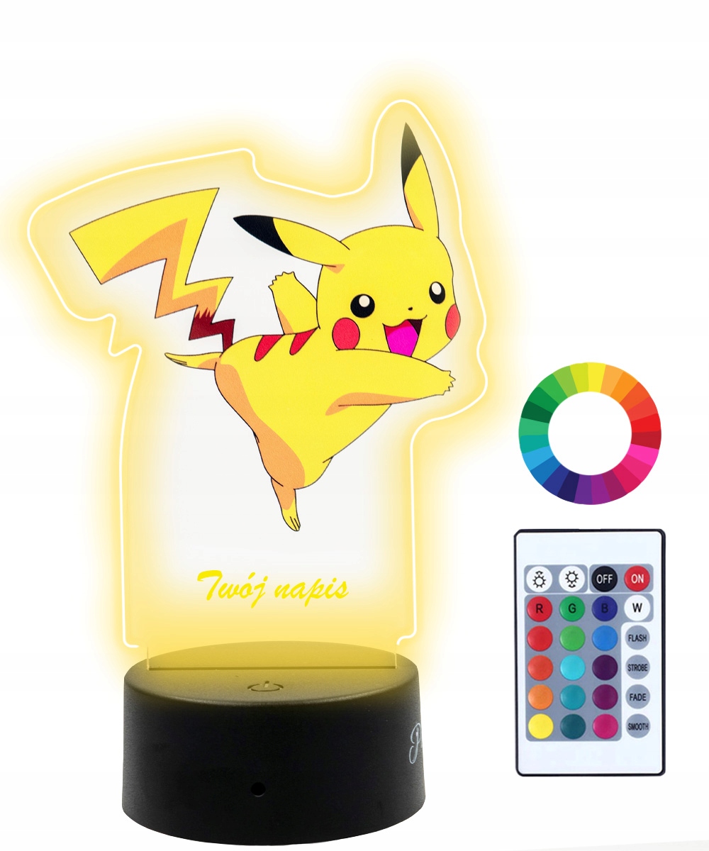 

Lampka Nocna z Nadrukiem 3D Led Pokemon Pikachu