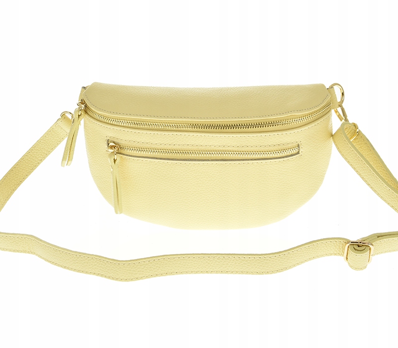 Dámská kabelka přes rameno Kožená Ledvinka Vera Pelle žlutá kůže přes rameno