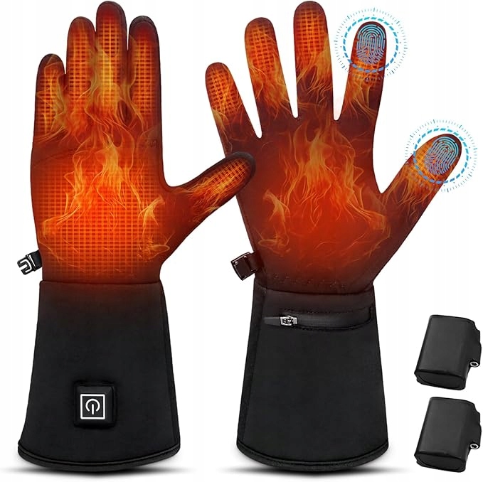 Rękawiczki grzewcze z baterią ogrzewane zimowe dotykowe