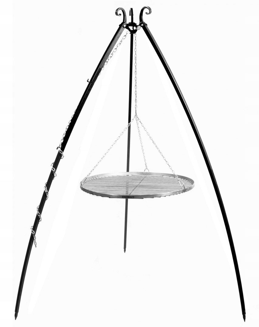 GRILL OGRODOWY WISZĄCY TRÓJNÓG OGNISKO RUSZT 80 CM